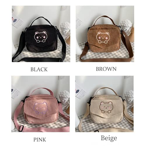 GGOOB Kawaii Crossbody Bag with Wallet - Stylish Corduroy Purse for Women | Perfect for Everyday Use, Travel & Shopping