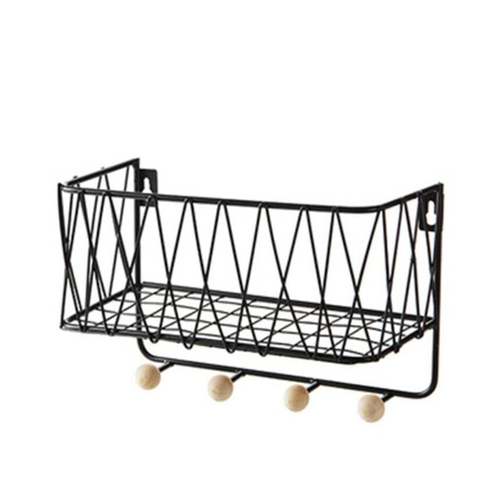 Wall Mounted Iron Storage Hook - Kitchen Cabinet Hanging Basket, Book & Magazine Organizer Rack (Color A, Size Scode) - Perfect for Kitchen, Bathroom, Office & Entryway Organization
