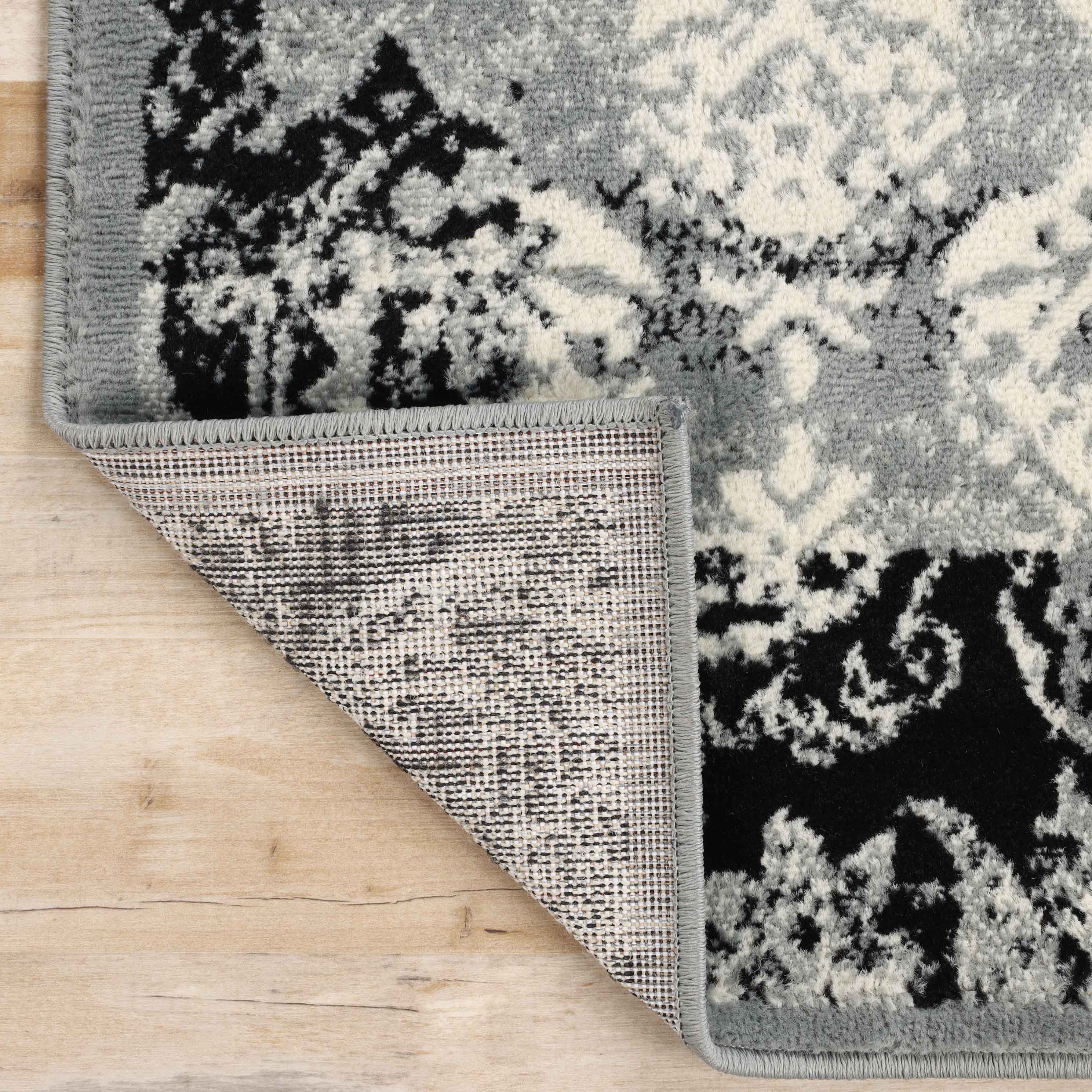 Stylish Modern Damask Indoor Area Rugs & Runners - Non-Slip Soft Living Room Carpet for Bedroom, Hallway, Dining Room Decor