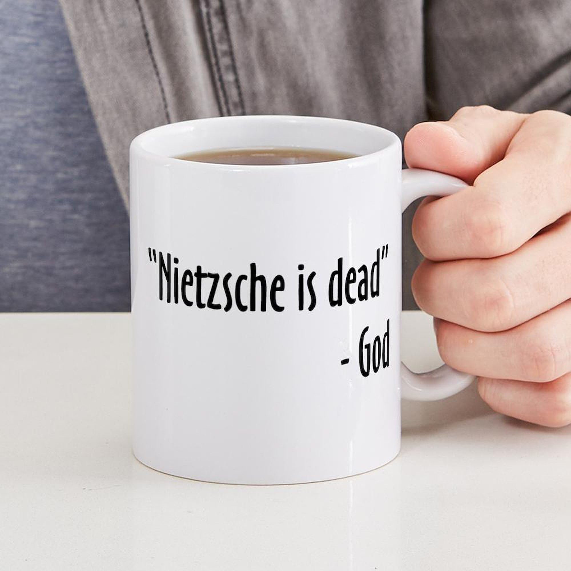 Nietzsche and God Are Dead 11 oz (325 ml) Ceramic Coffee Mug - Funny Philosophy Quote Mug for Coffee Lovers, Office Humor Gift, Perfect for Home, Office & College Use