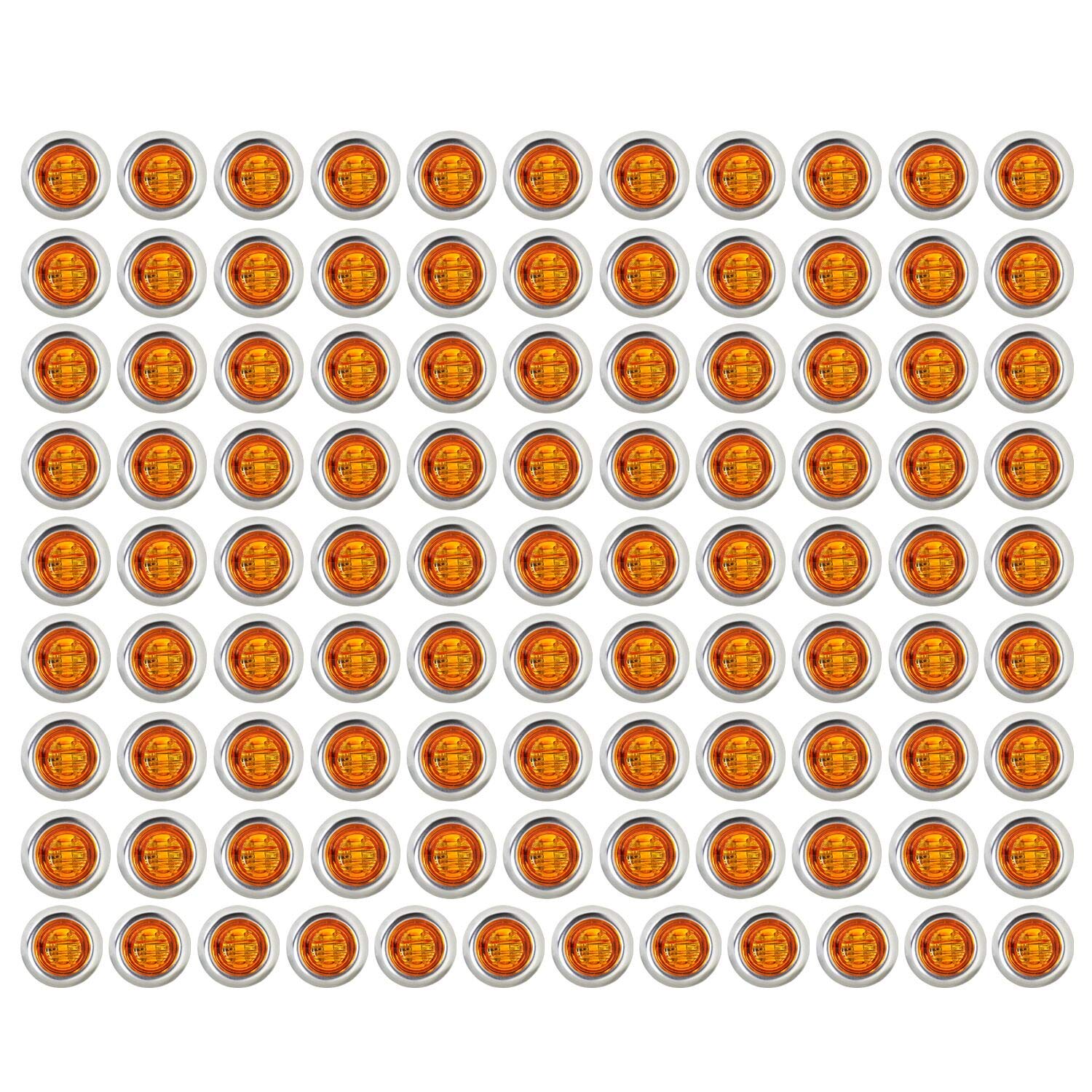 MADCATZ Meerkatt 3/4 Inch Round Mini 3 LED Side Marker Lights with Stainless Chrome Bezel - Waterproof 12V DC Amber Lights for Trailers, Pickup Trucks, Lorries & Boats - Perfect for Night Driving and Road Safety