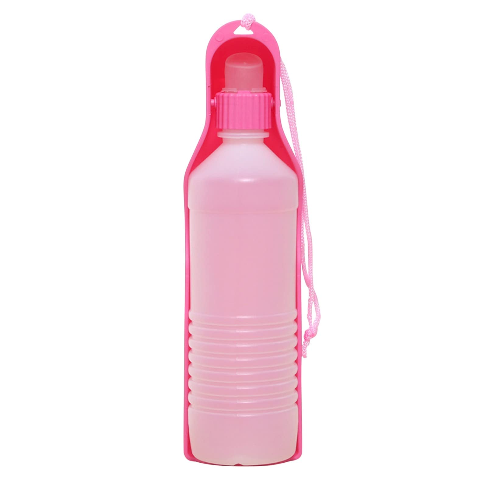 Portable Dog Water Bottle with Bowl - Travel Pet Water Dispenser for Hiking, Walking & Outdoor Adventures - BPA-Free Food Grade Plastic, Leak-Proof Design - Perfect for Puppies & Dogs On-The-Go (Pink, One Size) - Ideal for Park Visits, Road Trips & Daily Walks
