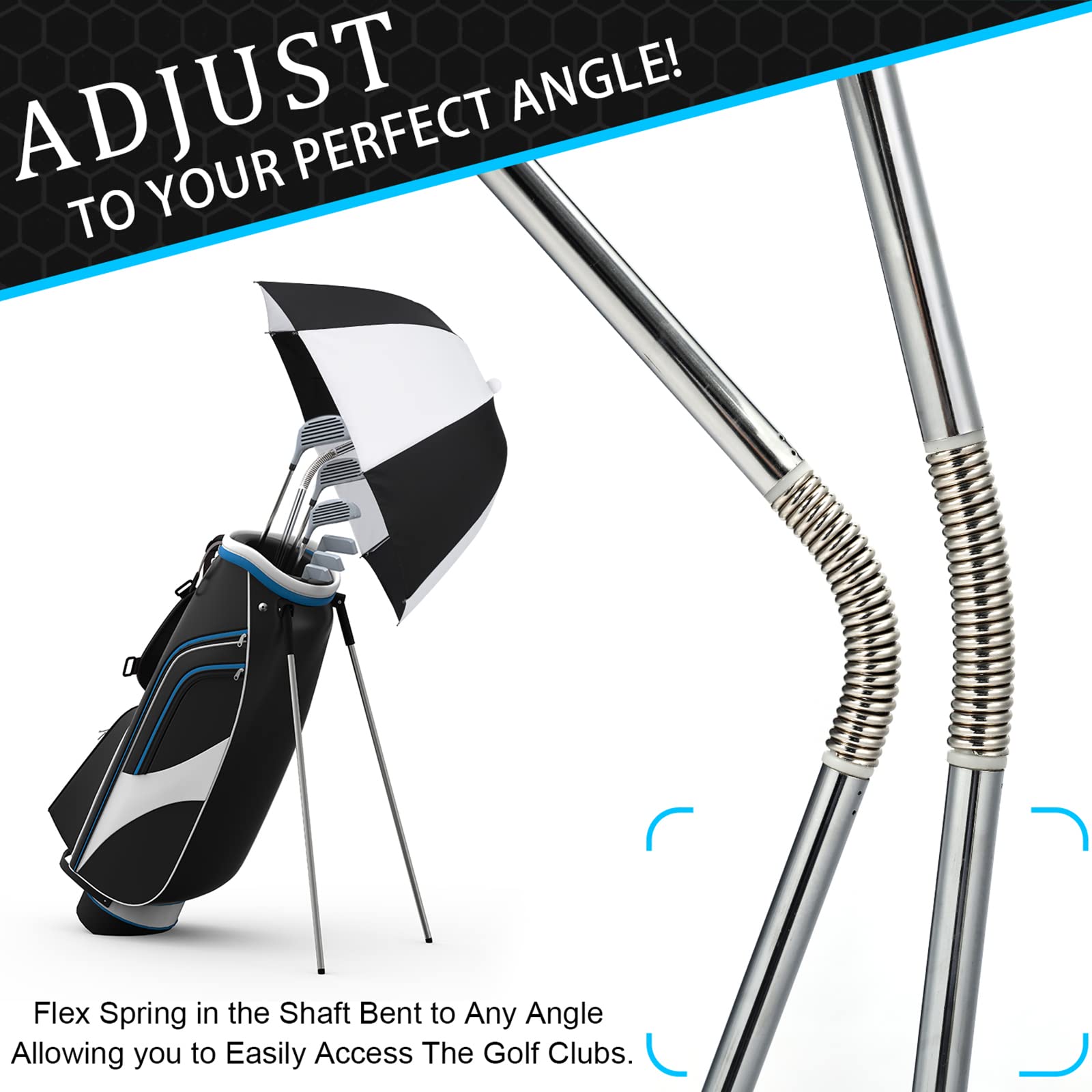 G4Free Golf Bag Umbrella - Waterproof Flex Umbrella for Golf Clubs Protection - Perfect for Rainy Days on the Golf Course