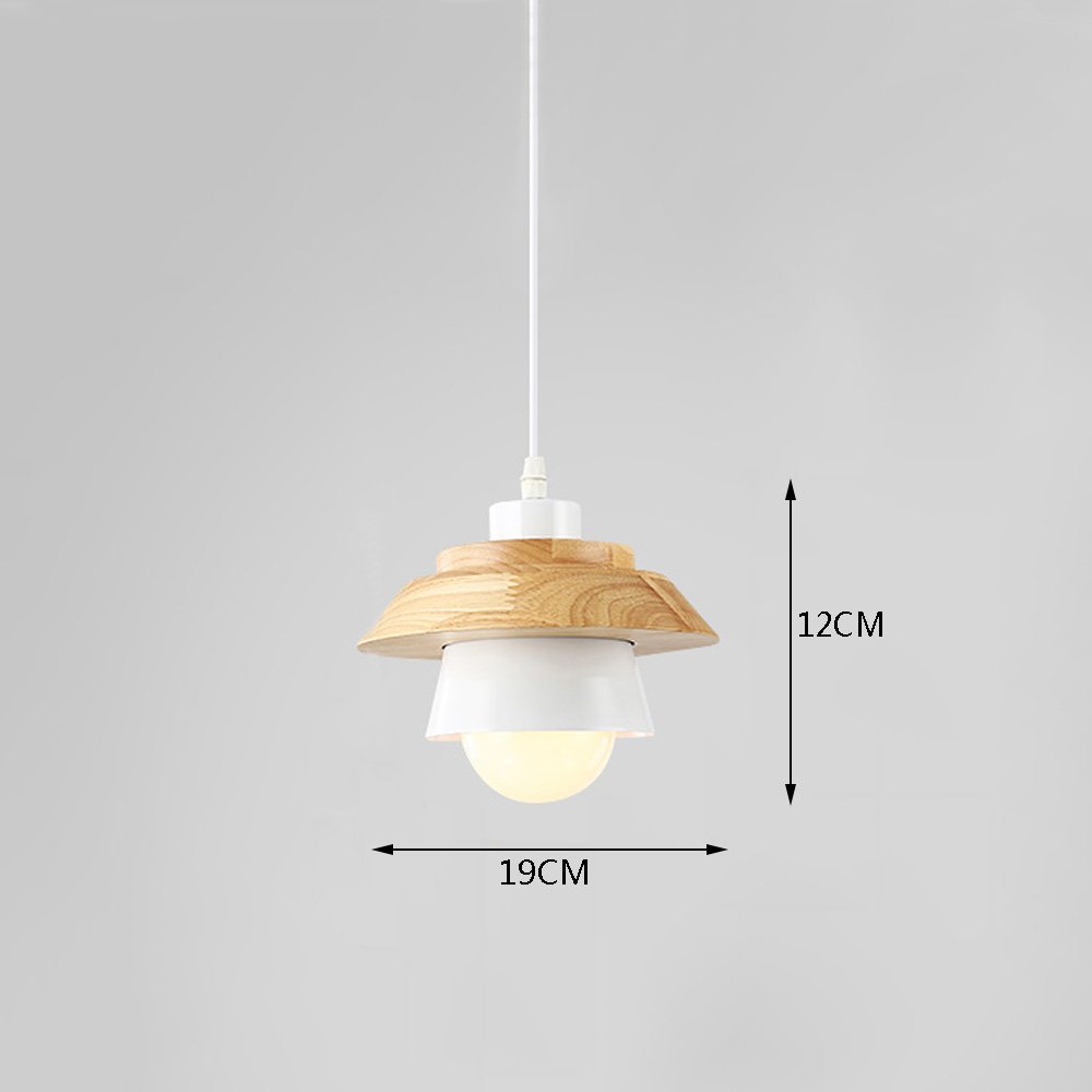 Modern Nordic Iron & Wood Chandelier - Single Head LED Pendant Light in Black, White, Pink, Green - Minimalist Ceiling Lamp for Bedroom, Restaurant & Living Room Decor (White)