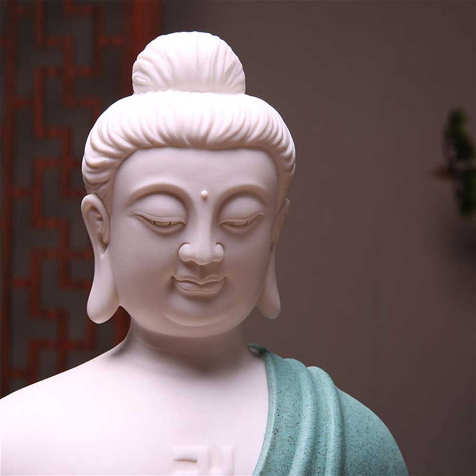 Ceramic Sakyamuni Buddha Statue - Handcrafted Meditation Buddha Figurine for Yoga, Zen & Home Decor | Blue Seated Buddha Sculpture for Office, Garden & Spiritual Spaces - Perfect for Meditation Rooms, Yoga Studios & Peaceful Home Decor