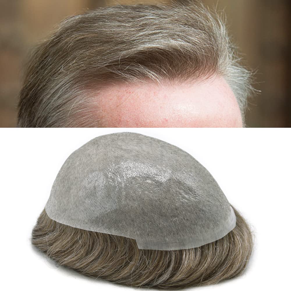 0.03mm Ultra Thin Skin Men's Toupee Hairpiece - 8x10 Invisible V-Looped Hair Replacement System for Men (Black/Brown/Blonde) | Natural Looking Hair Units for Daily Wear & Special Occasions | FACE MIRACLE