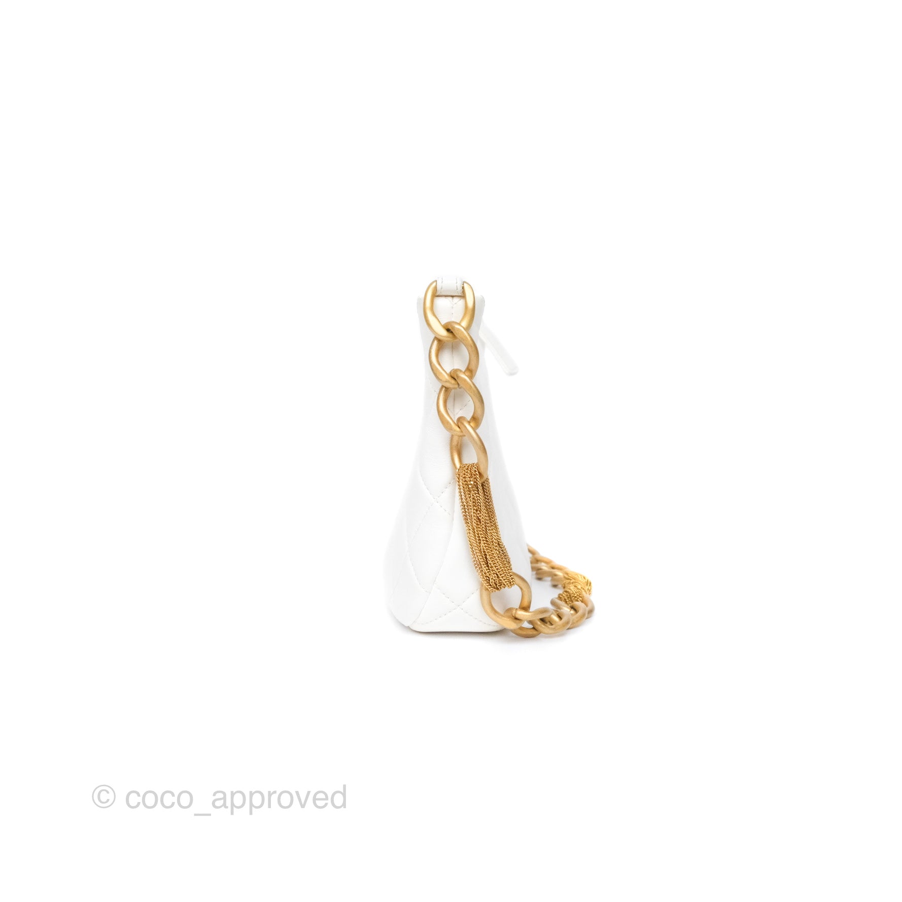 Chanel Quilted Lambskin Chain Hobo Bag in White with Aged Gold Hardware | Luxury Shoulder Bag for Women | Perfect for Parties, Weddings & Everyday Elegance