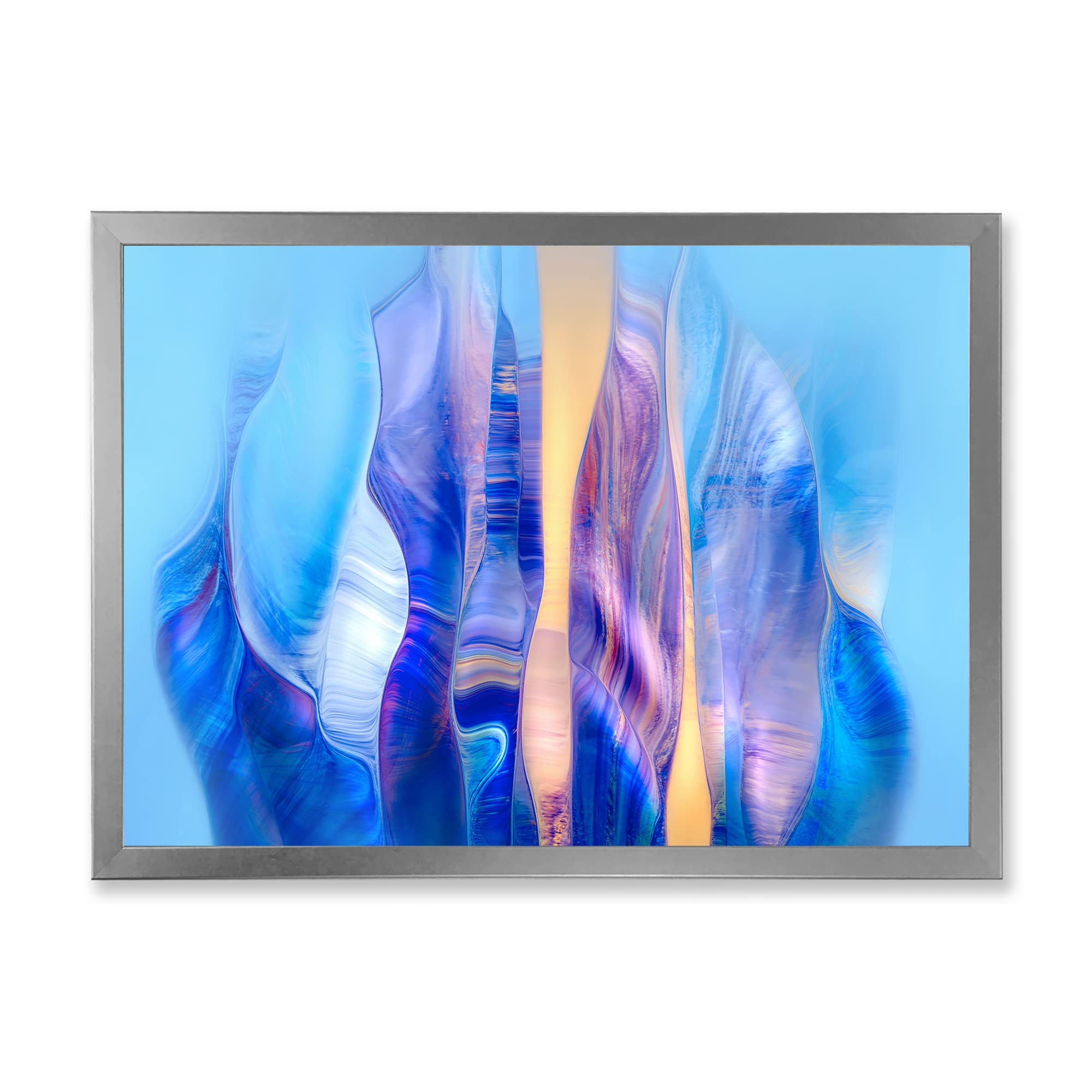 DesignQ Colorful Twisted Wavy Shape Modern Framed Wall Art - Abstract Home Decor for Living Room, Bedroom & Office