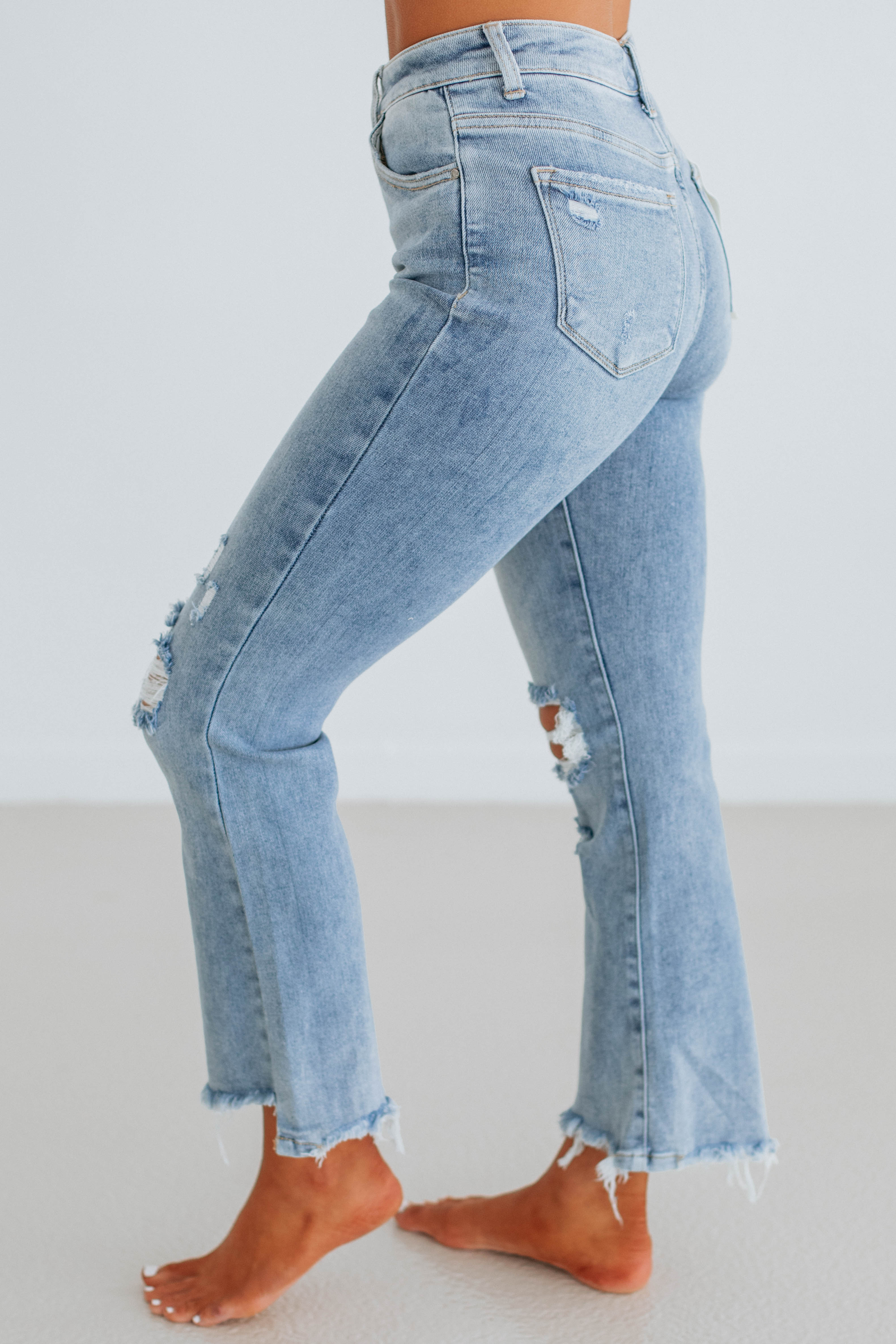 Cammi Risen Jeans for Women - Light Wash Distressed Denim Skinny Jeans | Comfortable Stretch High Waist Pants for Casual Wear & Everyday Outfits