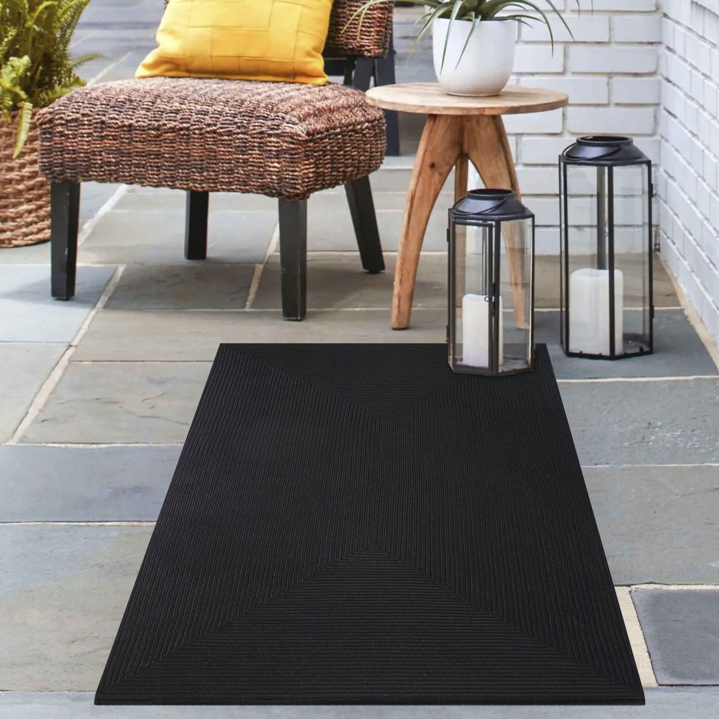 Bohemian Rectangle Indoor Outdoor Rugs - Solid Braided Jute Area Rug for Living Room, Bedroom, Patio & Deck - Non-Slip Eco-Friendly Home Decor