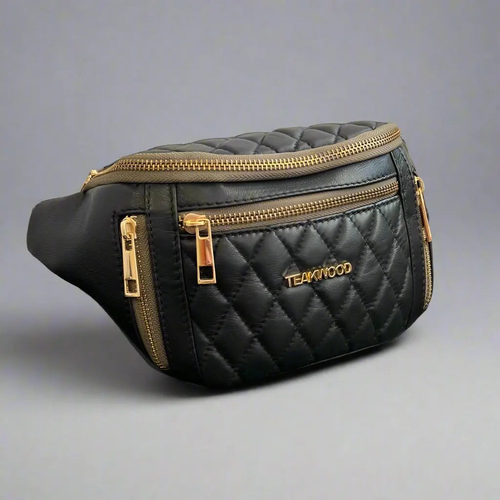 Quilted Sheep Leather Waist Bag for Men & Women - Vintage Crossbody Fanny Pack - Perfect for Travel, Hiking, and Everyday Use