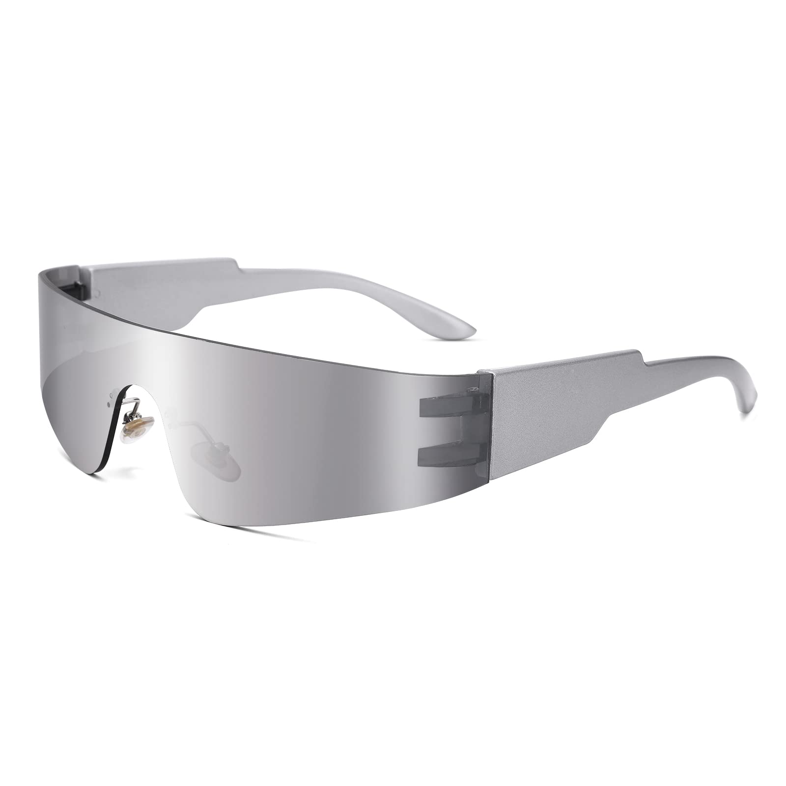 Futuristic Cyberpunk Wrap Around Sunglasses for Women & Men - Rimless Sport Shades with UV Protection - Perfect for Running, Cycling, and Fashion Streetwear