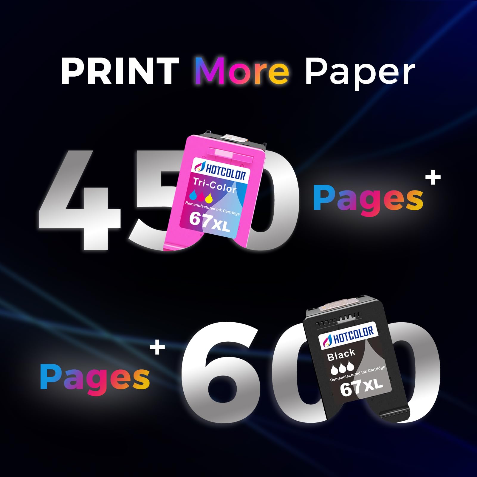 HP 67XL Ink Cartridge Replacement - Black & Color Combo Pack (2-Pack) for HP Envy 6055e, 6000, Deskjet 2755e, 4155e, Plus 4155/4158, Envy Pro 6455/6452 Printers | High-Yield Printing for Home & Office Use