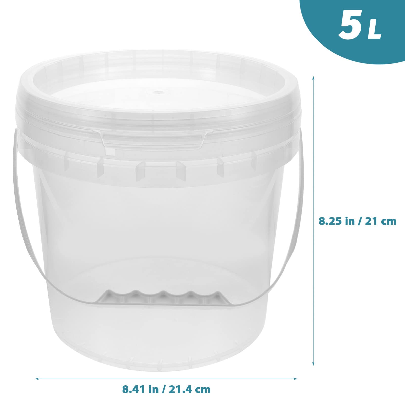 5L Clear Plastic Paint Pail with Lid & Handle - Empty Paint Storage Bucket for Arts, Crafts, DIY Projects | Perfect for Paint Storage, Party Favors & Home Decor Organization