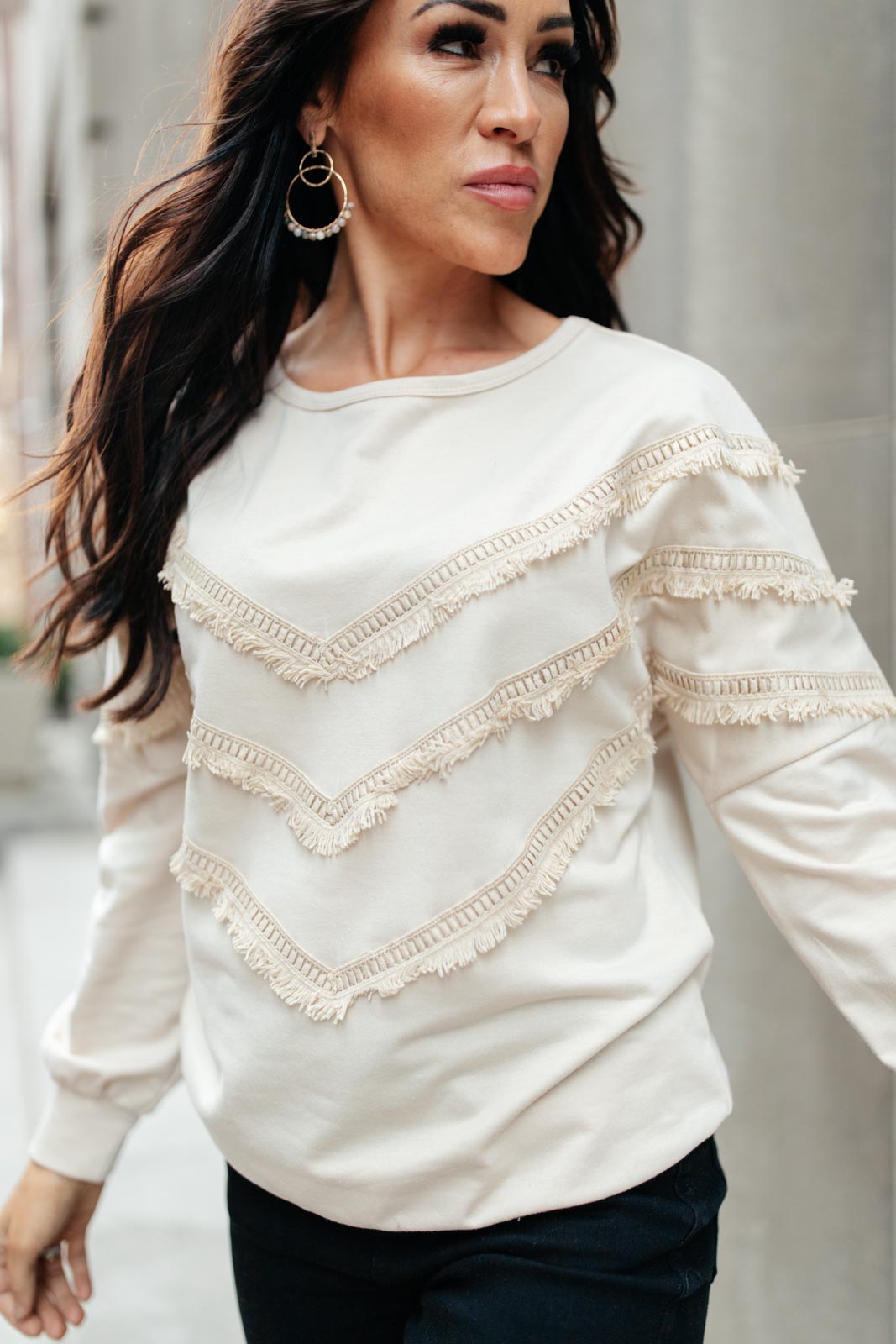 Into The Fringe Beige Top - Trendy Bohemian Blouse for Women | Perfect for Music Festivals, Beach Vacations & Casual Outings