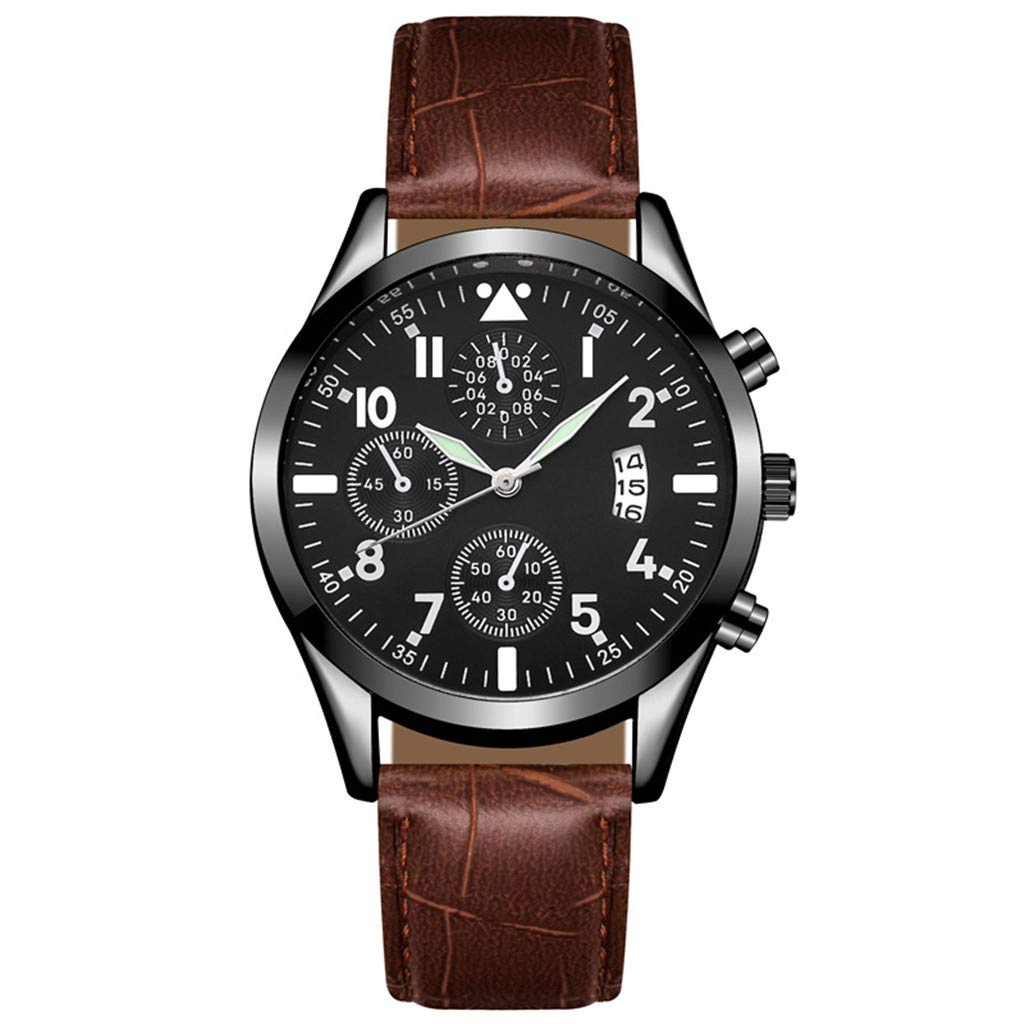 Men's Stylish Luminous Leather Watch with Calendar - Waterproof & Durable for Business, Casual & Outdoor Activities