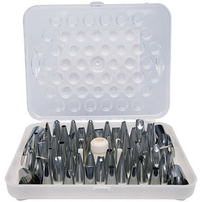 Winco 52-Piece Cream Nozzle Decorating Tube Set for Cake Piping, Cupcake Decorating & Pastry Design - Professional Baking Tools for Home Bakers and Chefs
