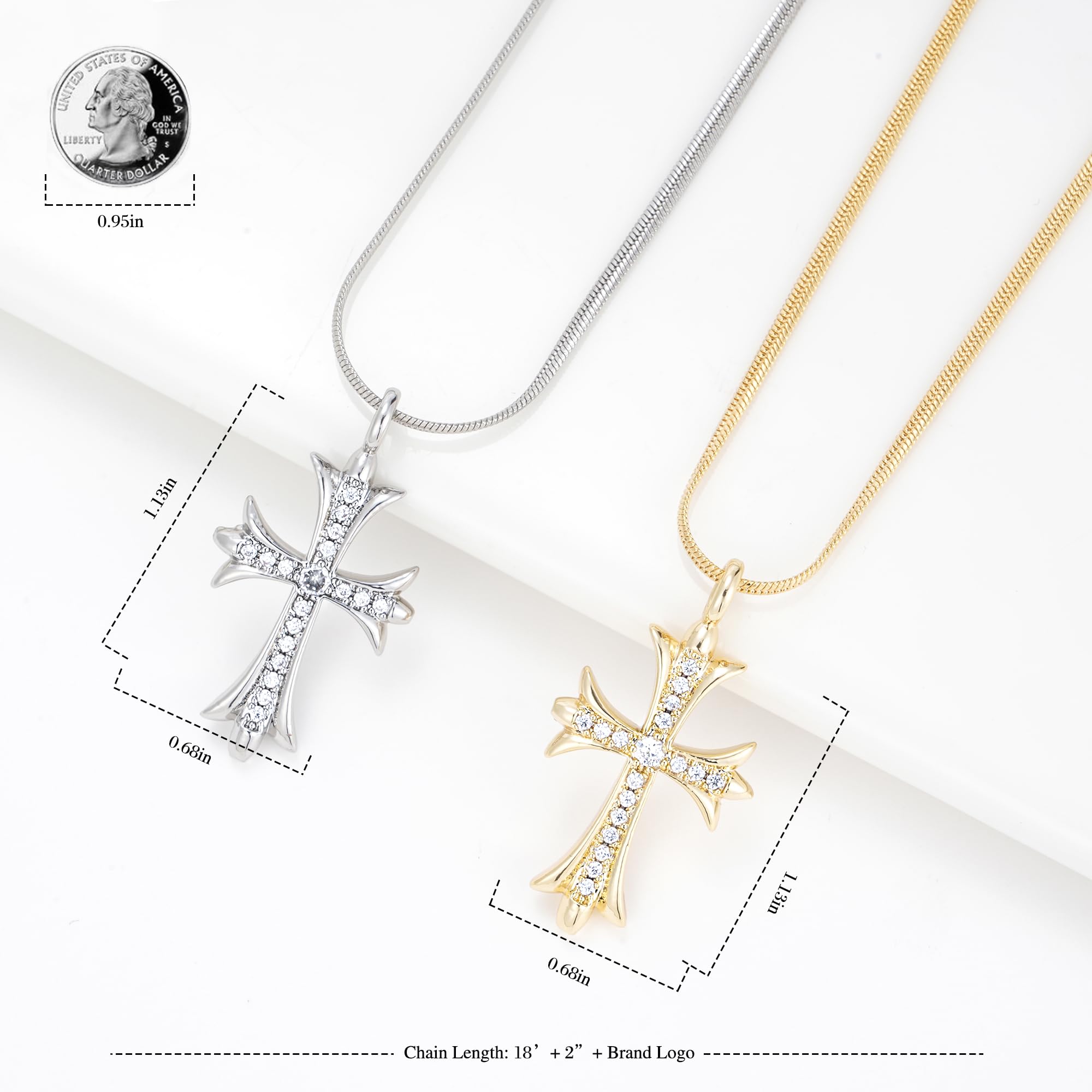 14K Gold Plated Cross Pendant Necklace for Women - Snake Chain Christian Jewelry, Non-Tarnish CZS Layered Choker, Trendy Faith Gift for Her | Perfect for Church, Weddings & Everyday Wear