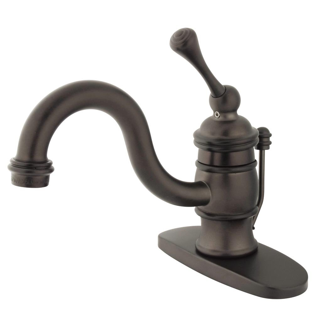 Elements of Design Hot Springs EB3405BL Oil Rubbed Bronze Single Handle Centerset Bathroom Faucet with Pop-Up Drain - 4 Inch Lavatory Sink Faucet for Vanity, Powder Room & Guest Bathroom