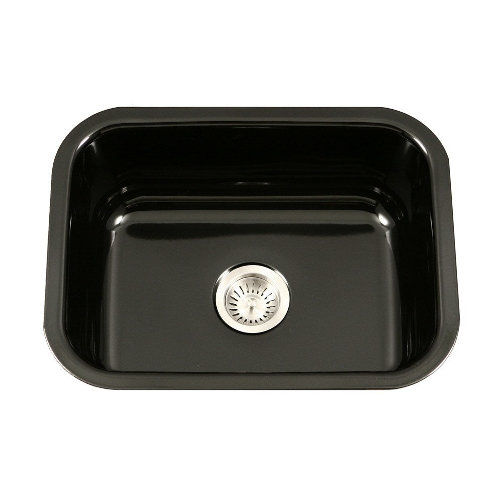 Houzer PCS 2500 Porcelain Enamel Steel Undermount Single Bowl Kitchen Sink - Durable & Stylish for Modern Kitchens, Perfect for Cooking & Dishwashing
