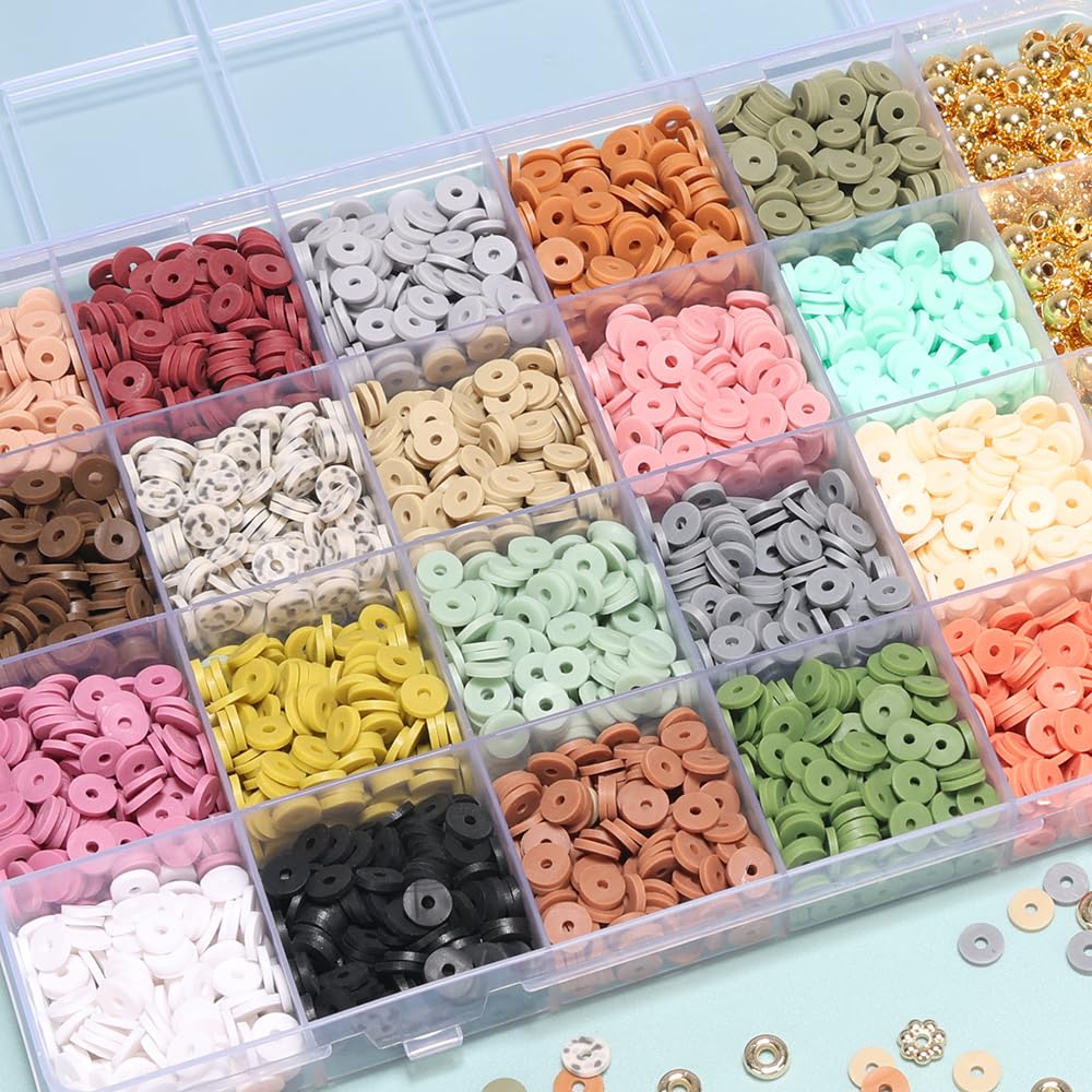 DIY Jewelry Making Kit - Polymer Clay Beads & Flat Preppy Beads for Bracelets, Necklaces & Friendship Crafts - Perfect Gift for Teens & Adults - Creative Art Projects, Party Favors & Relaxation Activities