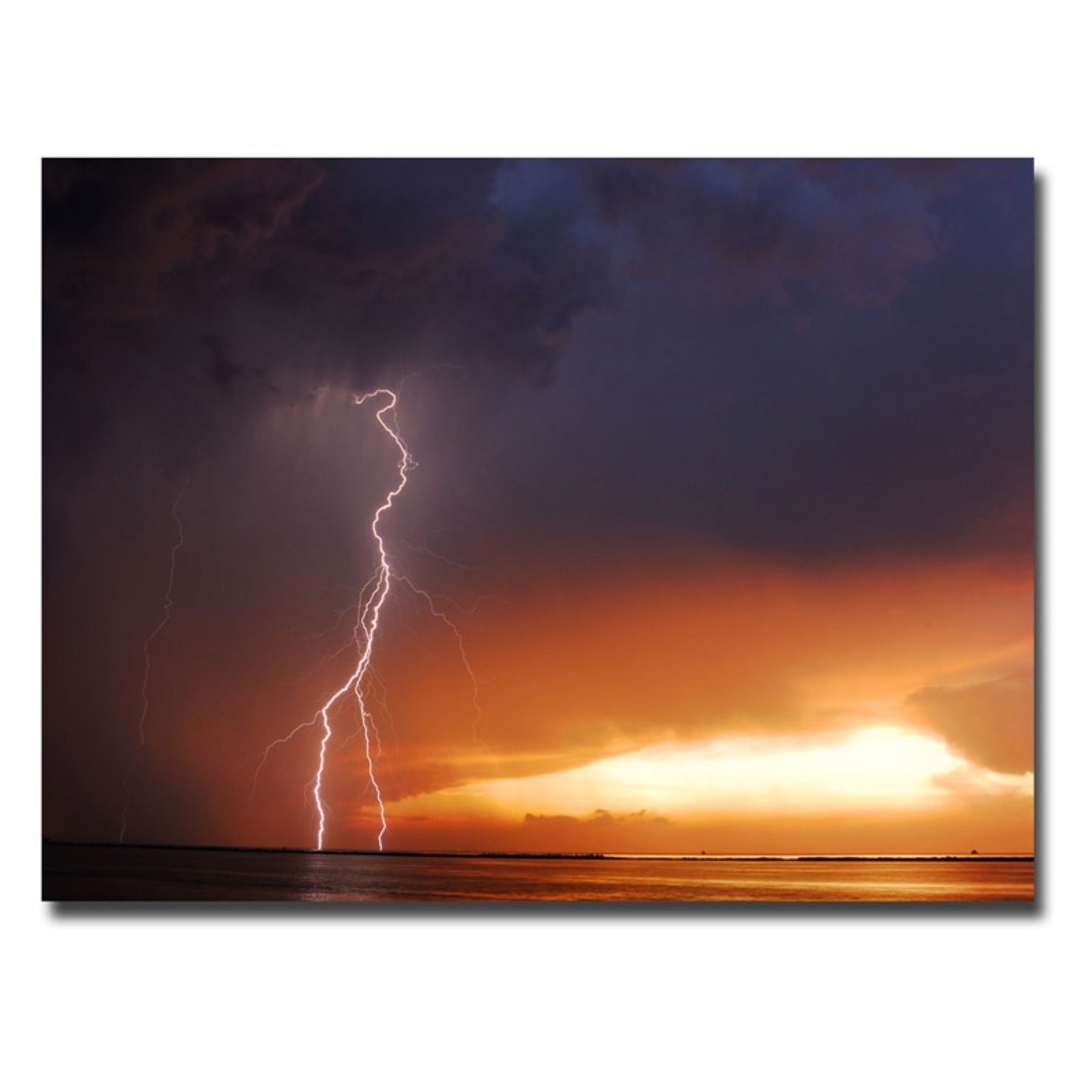 Trademark Fine Art Kurt Shaffer Lightning Sunset VI Canvas Wall Art - 35x47 Inches - Stunning Sunset Landscape Painting for Living Room, Bedroom & Office Decor