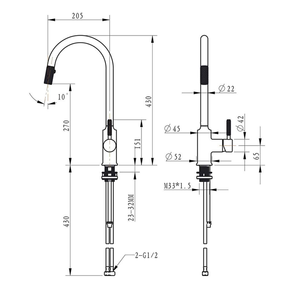 Modern Black Single Lever Kitchen Faucet with 360° Swivel & Pull-Out Sprayer - Dual Function Monobloc Sink Mixer Tap with Plated Finish for Easy Dishwashing and Food Prep