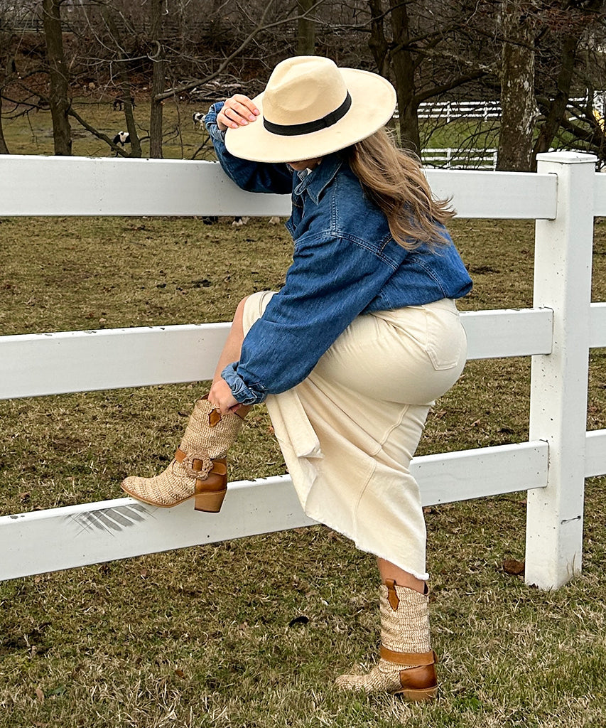 HOSS Brown Multi Raffia Boots - Stylish & Comfortable Women's Ankle Boots for Casual Outfits, Date Nights & Fall Fashion