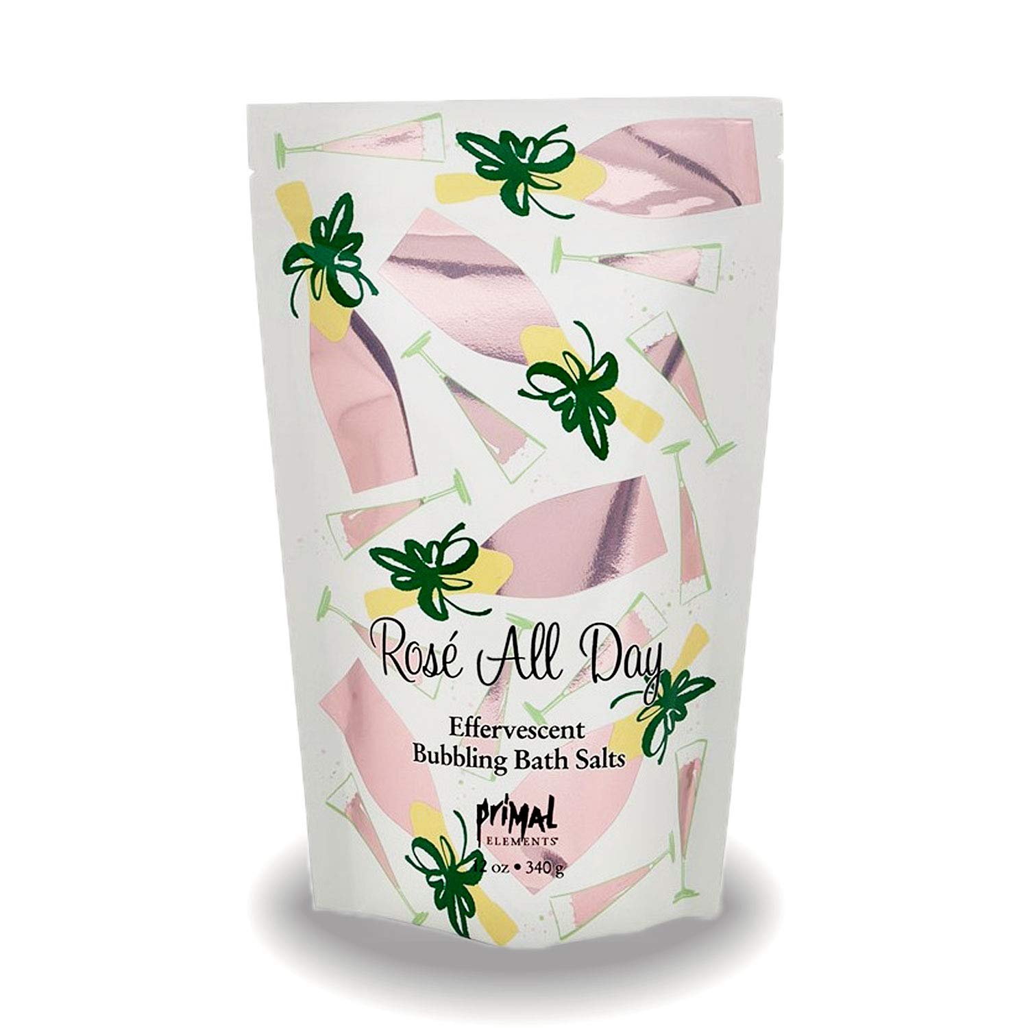 Primal Elements Bubbling Bath Salts 12oz - Rose Scented Relaxing Bath Soak for Stress Relief & Self Care | Perfect for Spa Nights, Gift Sets & Aromatherapy