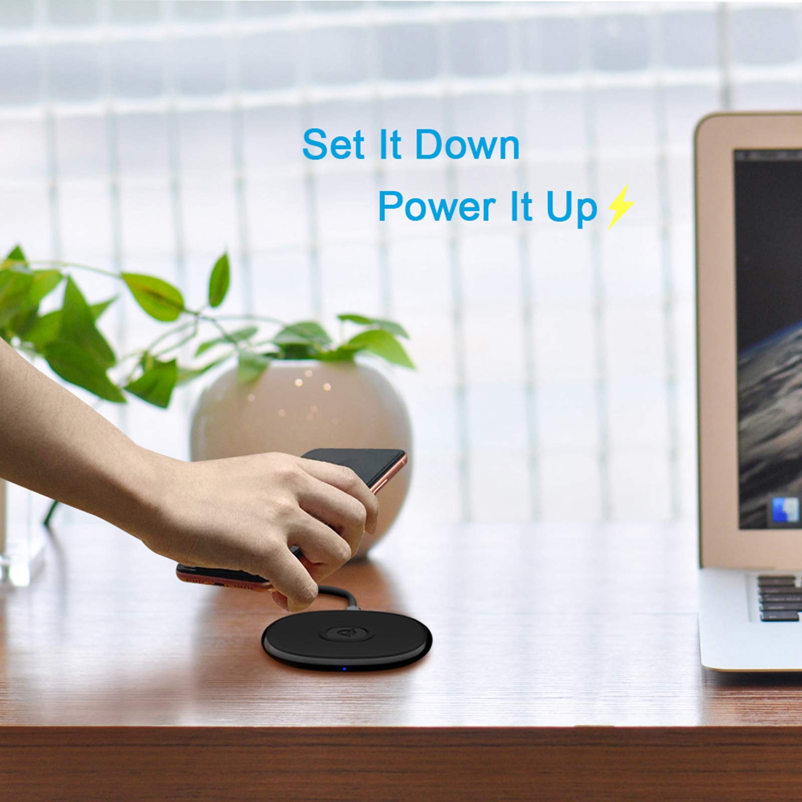 NANAMI Fast Wireless Charger - Qi-Certified 15W Wireless Charging Stand & Pad (2 Pack) for iPhone 15/14/13/12 Series, Samsung Galaxy S24/S23/S22/S21/S20/Note 20, AirPods Pro - Perfect for Home, Office & Travel Use