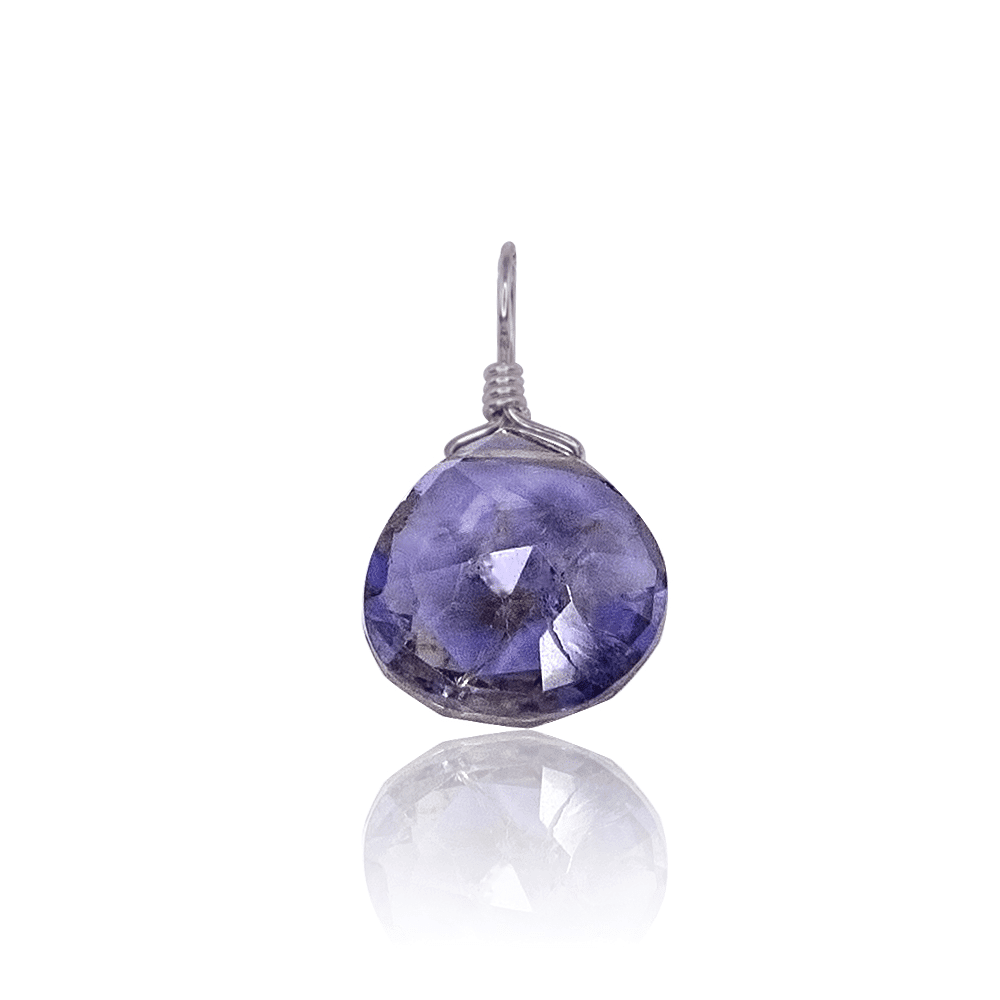 Tiny Iolite Teardrop Gemstone Pendant Necklace - Elegant Purple Jewelry for Women, Gift for Her - Perfect for Weddings, Parties & Everyday Wear