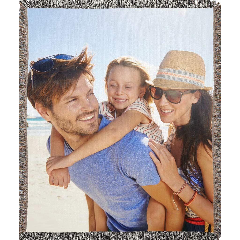 **Personalized Photo Blanket - Custom Woven Throw with Your Picture - 100% Soft Cotton - 50