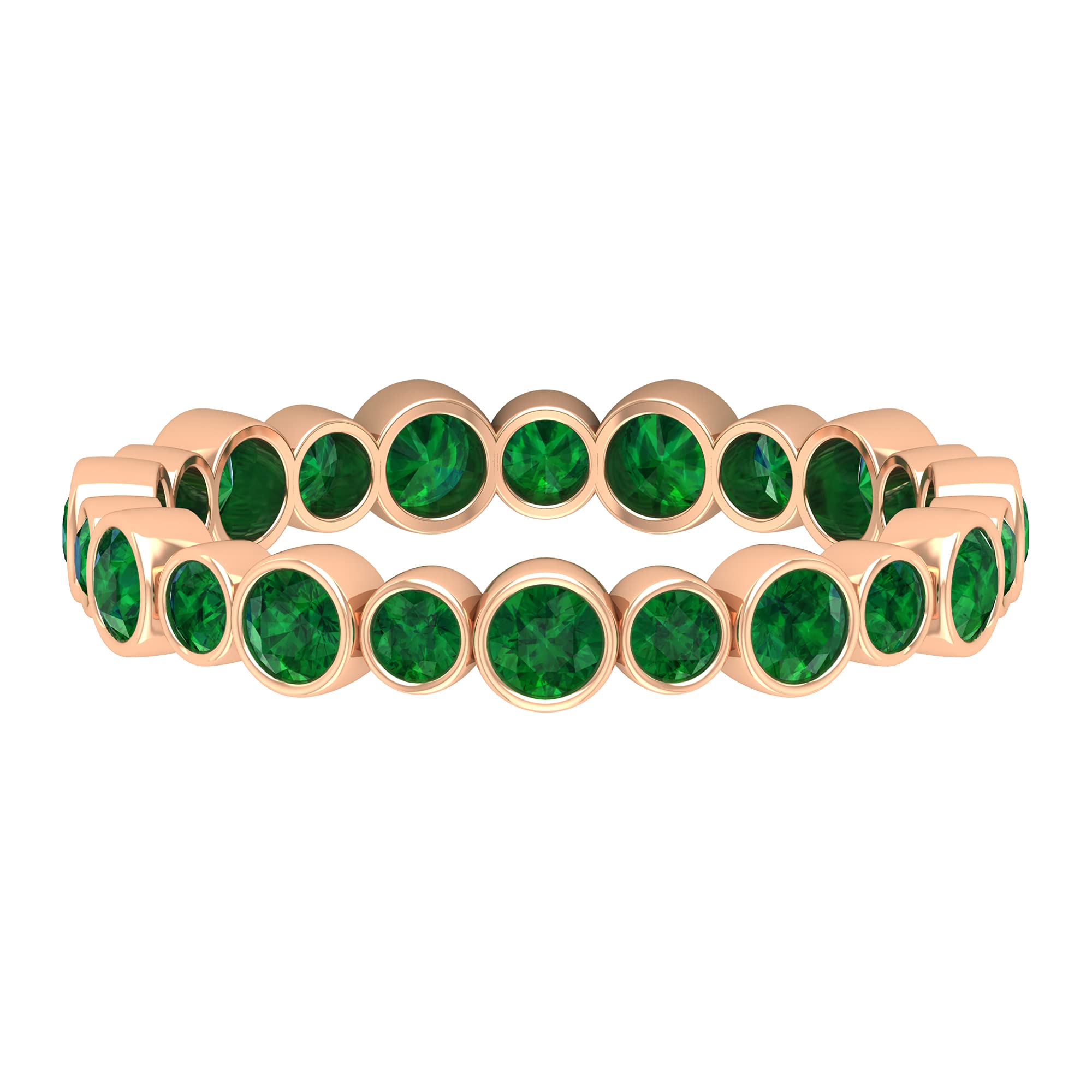 1 CT Natural Emerald Eternity Ring for Women - 14K Solid Gold Green Gemstone Wedding Band, Anniversary Gift - Perfect for Bridal Jewelry, Engagement Rings & Special Occasions