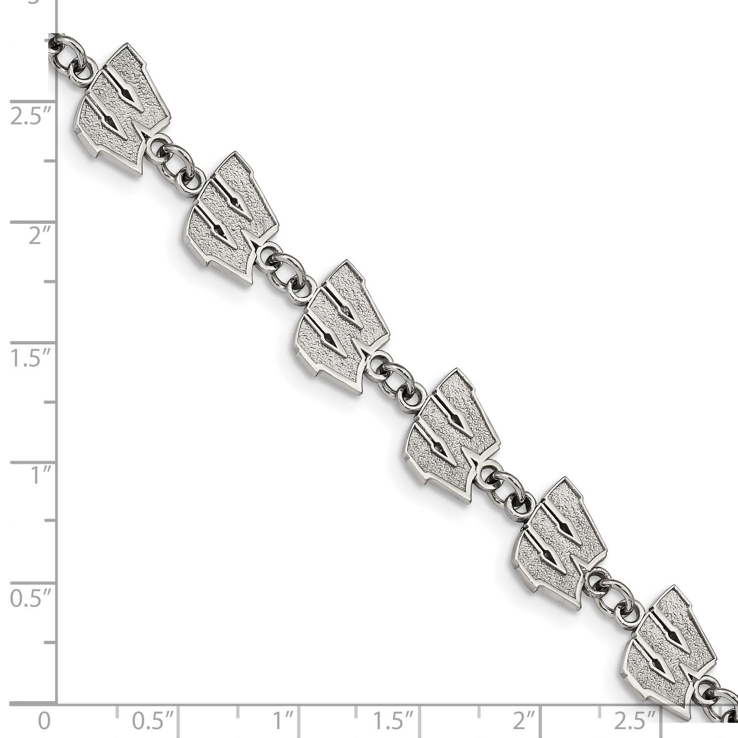 University of Wisconsin Badgers Stainless Steel School Letter Link Bracelet - 11.6mm x 6.5 Inch - Perfect for Game Day, Alumni Events & School Spirit Gifts