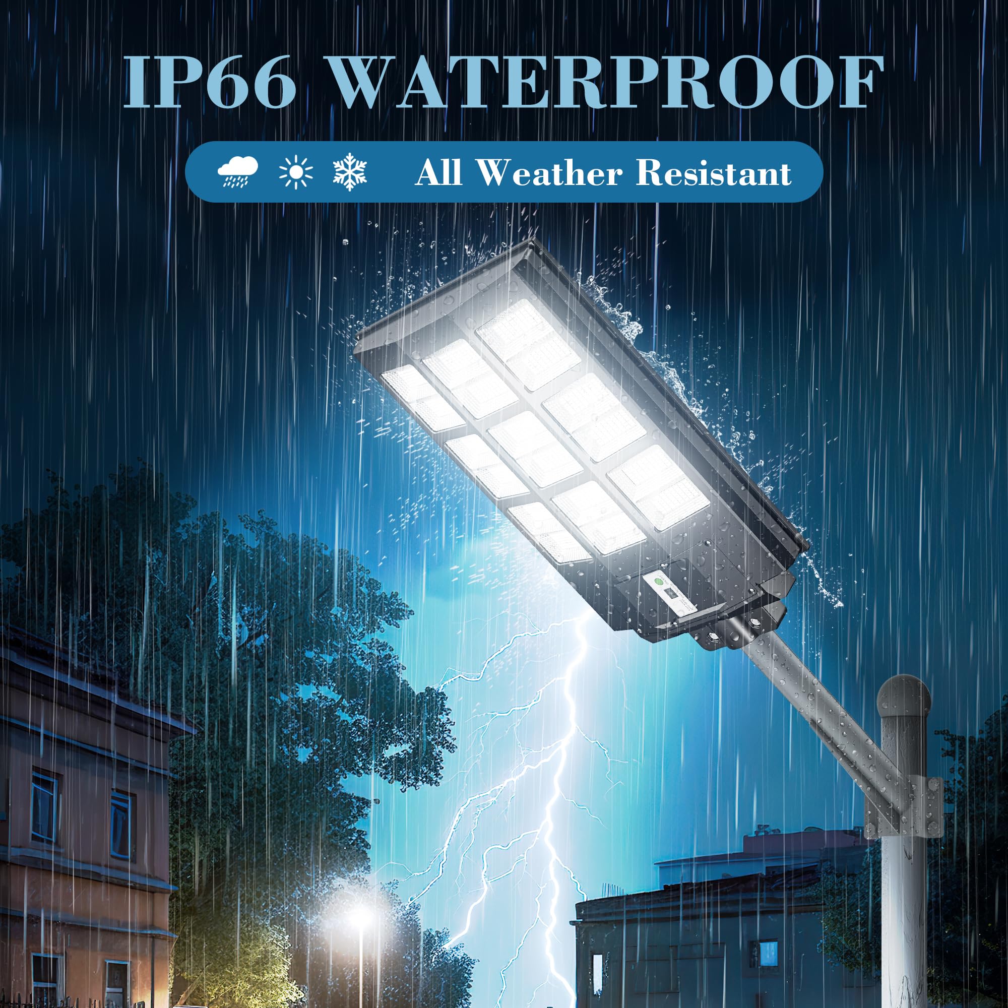 1000W Solar Street Lights Outdoor - 7000K LED Solar Parking Lot Lights with Motion Sensor, Dusk to Dawn, IP66 Waterproof, Commercial Grade for Driveway, Garden, Pathway, and Backyard Lighting