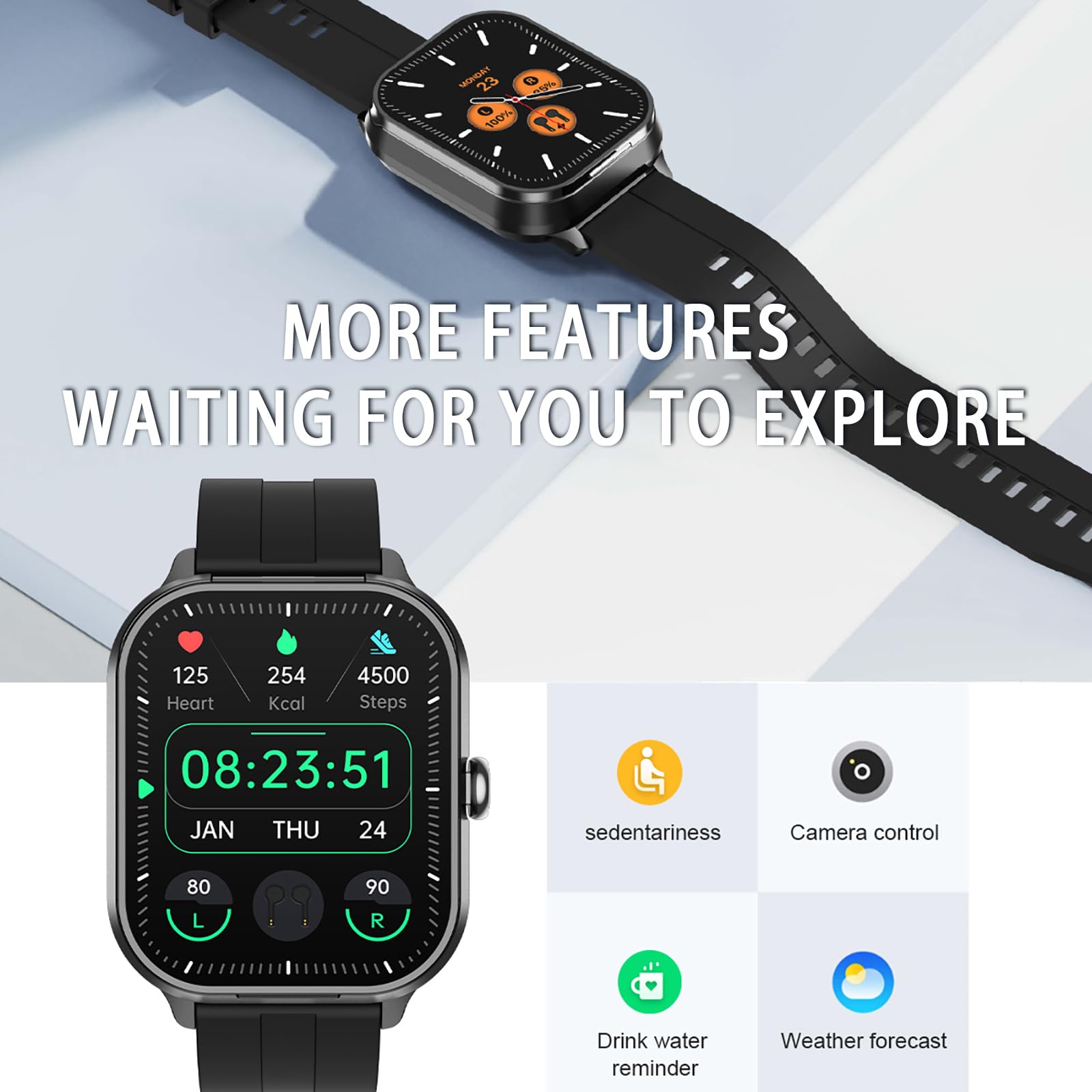 Smart Watch with Wireless Earbuds - Fitness Tracker with Heart Rate Monitor, Sleep Tracking & Bluetooth Calling for Android iOS - Perfect for Running, Workouts & Daily Activity Tracking