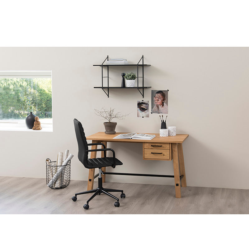 RYDEN 30-Inch Display Unit - Black & Paulownia Wooden Shelf for Home & Office Organization | Perfect for Living Room, Bedroom, or Retail Store Decor