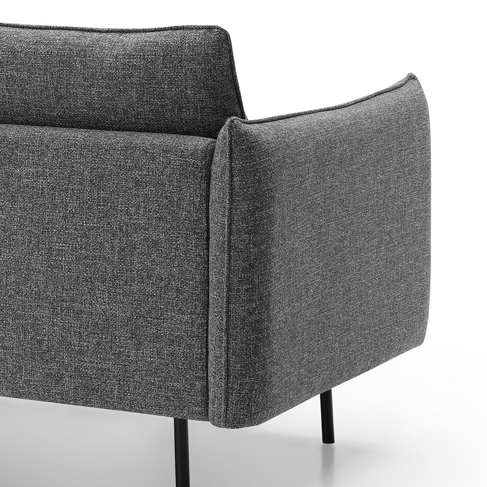 DALTON 3-Seater Sofa - Modern Dark Grey & Black Fabric Couch for Living Room, Lounge, and Home Theater Comfortable Seating