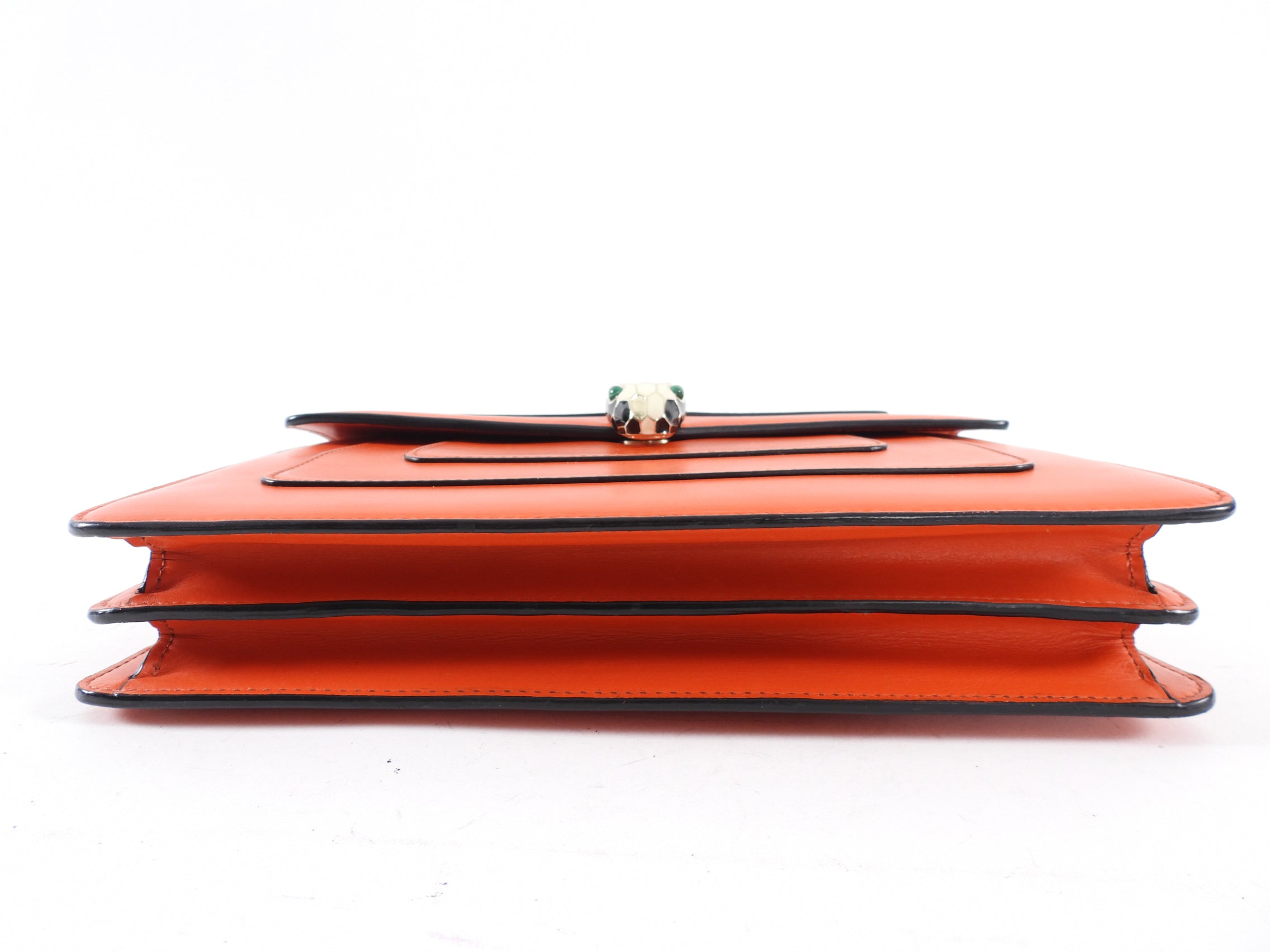 Bvlgari Serpenti Forever Medium Leather Flap Bag in Orange & Red - Luxury Handbag for Women, Perfect for Parties, Date Nights & Special Occasions