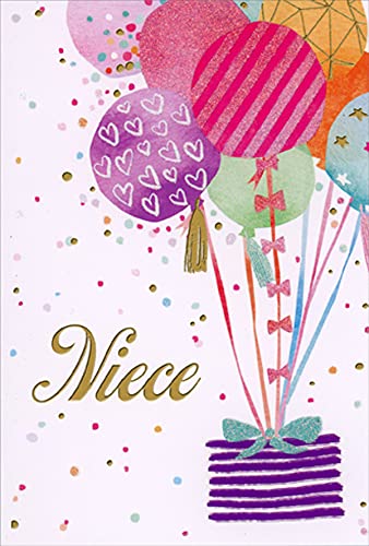 Pictura Shimmering Balloons Birthday Card - Elegant Purple Gift for Niece | Perfect for Birthdays, Anniversaries & Special Occasions