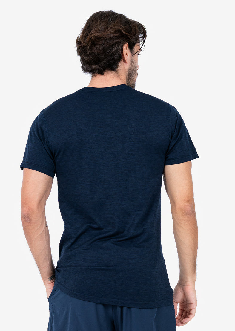**Men's Seamless T-Shirt - Navy Melange - Soft & Breathable for Gym, Running & Everyday Wear**
