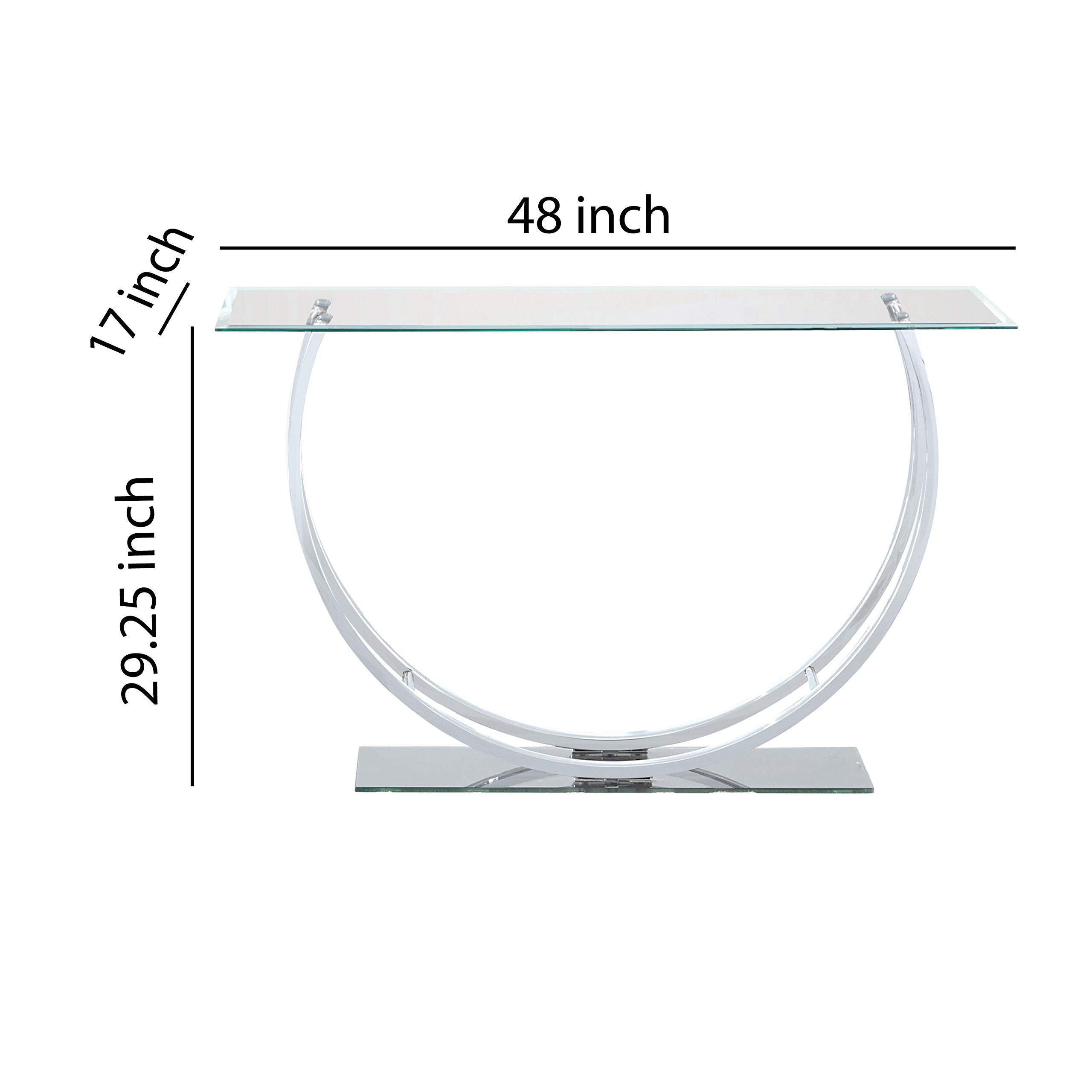 Benjara Contemporary U-Shaped Glass Sofa Table in Silver - Perfect for Living Room, Lounge, or Office Decor