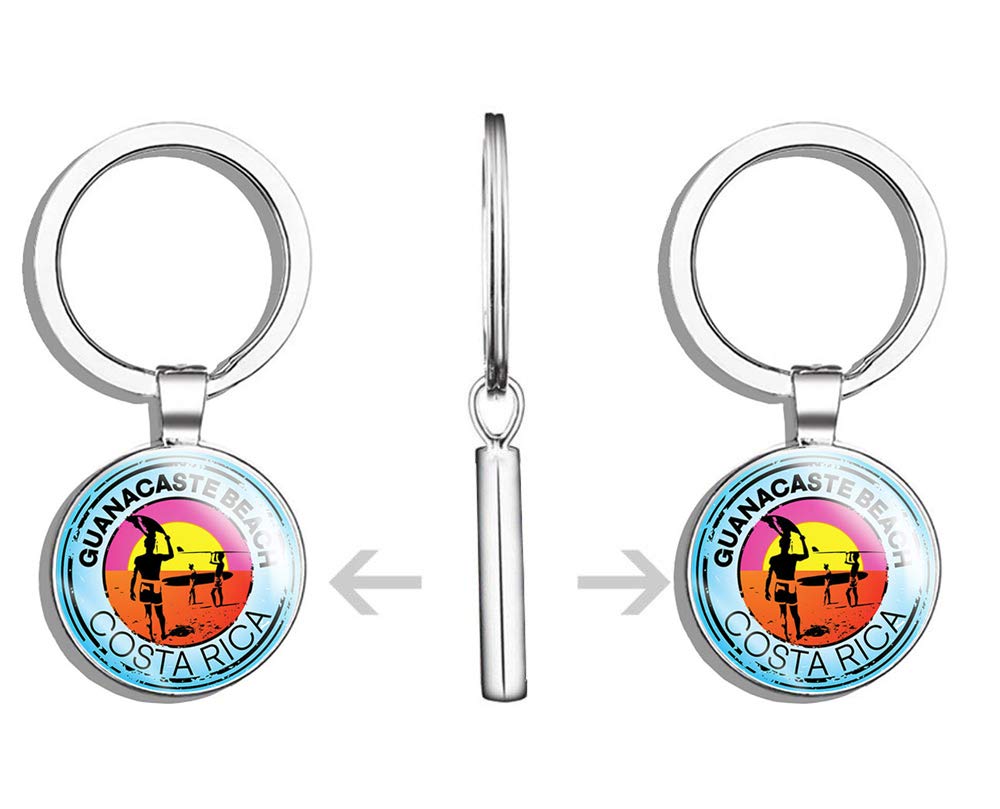 Gunacaste Beach Costa Rica Stainless Steel Keychain - Double Sided Travel Key Ring for Swimming, Boating, Kayaking, Water Skiing & Surfing - Car Key Finder & Key Holder for Outdoor Adventures