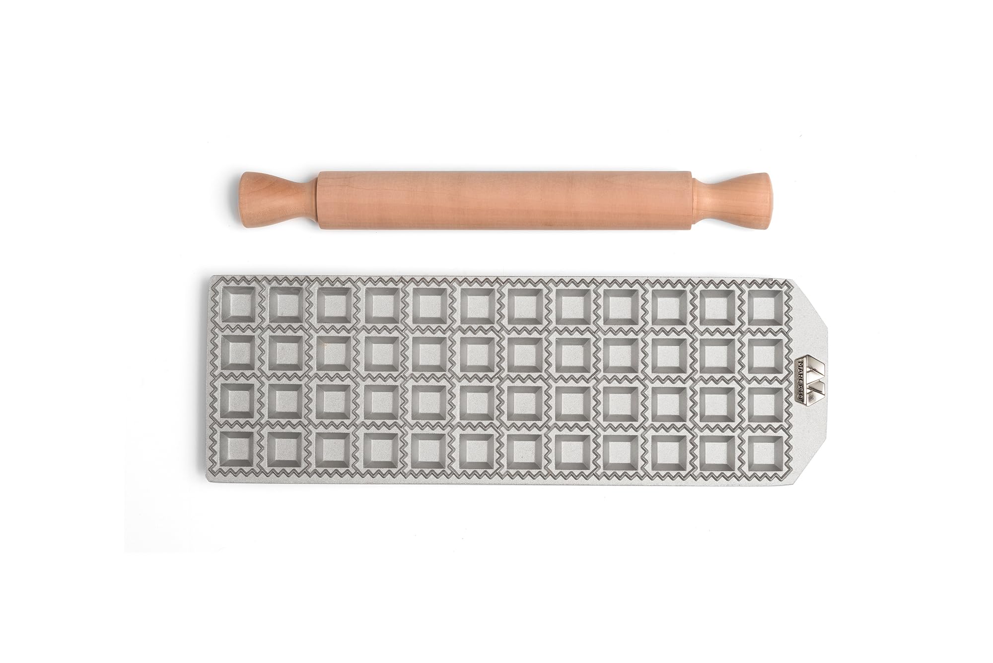 Marcato Ravioli Maker Mould - Italian Made Stainless Steel Pasta Press for 48 (4 Dozen) 1-Inch Square Ravioli - Perfect for Homemade Pasta, Italian Cooking & Dinner Parties