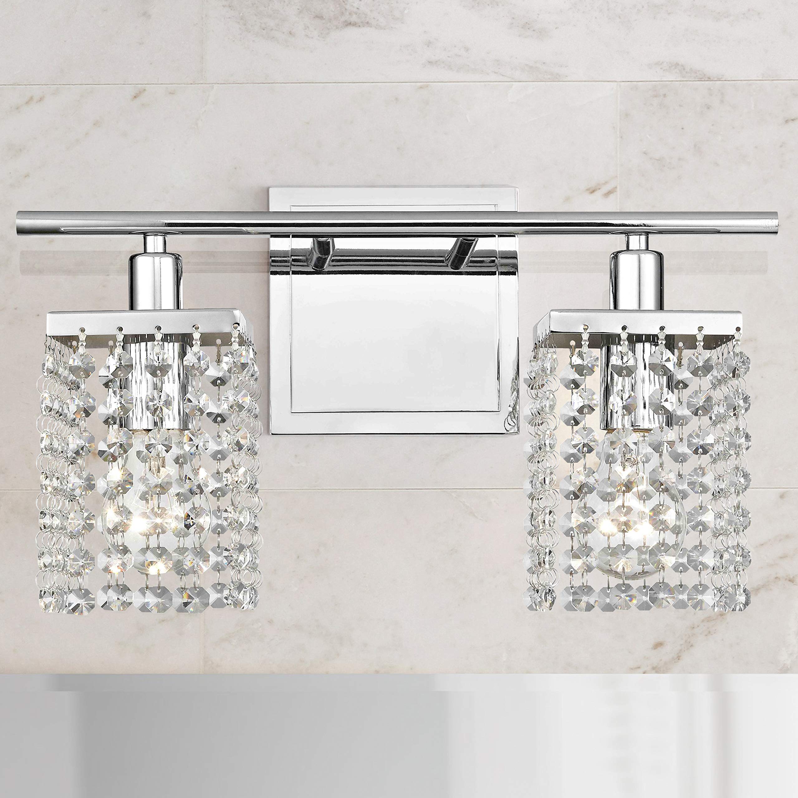 2-Light Crystal Bathroom Vanity Light Fixture - Elegant Modern Sconce for Bathroom Mirror Lighting, Perfect for Master Bath, Powder Room & Home Decor