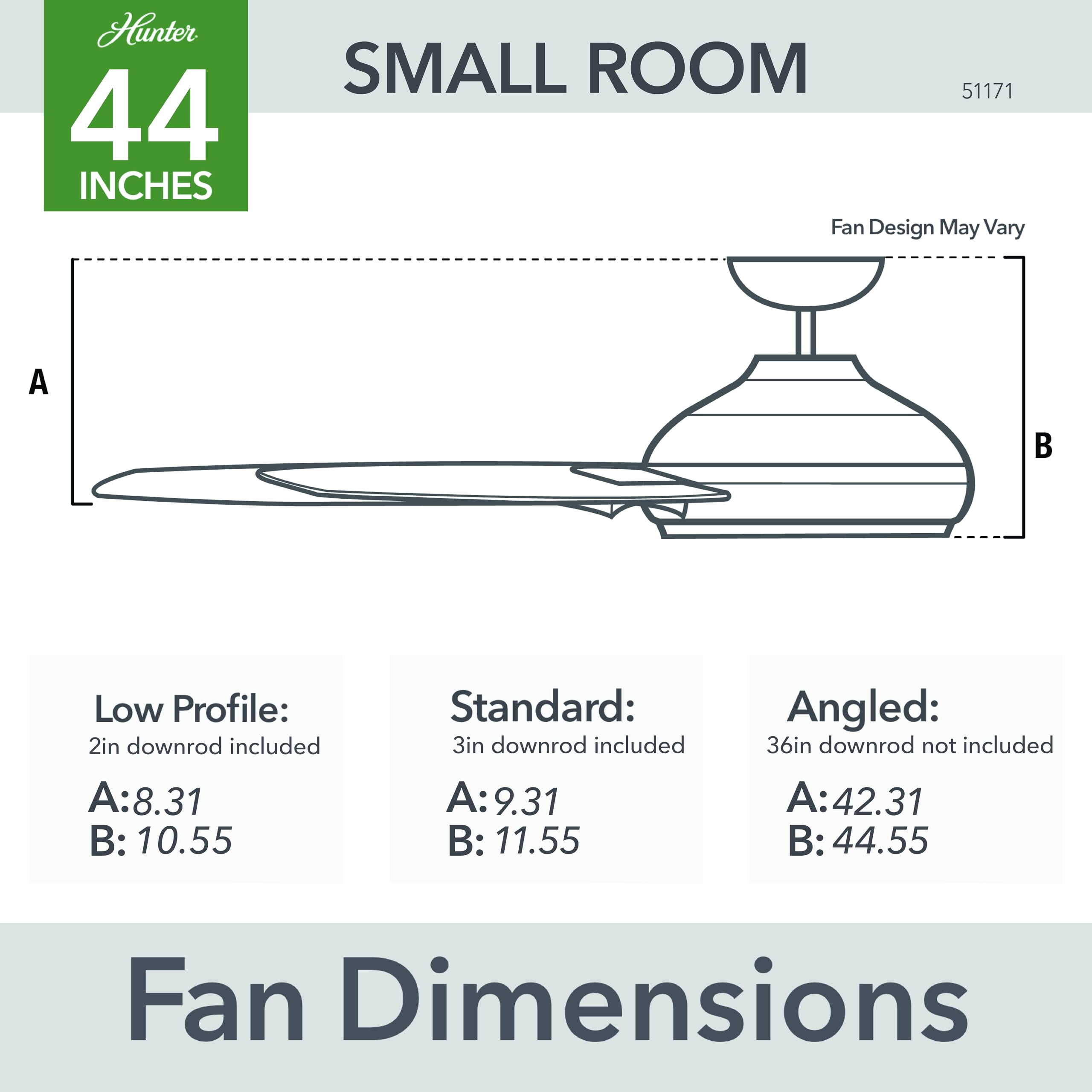 Hunter Fan 44 Inch Casual Fresh White Indoor/Outdoor Ceiling Fan with 6 Blades - Energy Efficient Cooling for Patio, Bedroom, Living Room, Office, Basement & Kitchen - Perfect for Home, Commercial & Outdoor Spaces (Renewed)