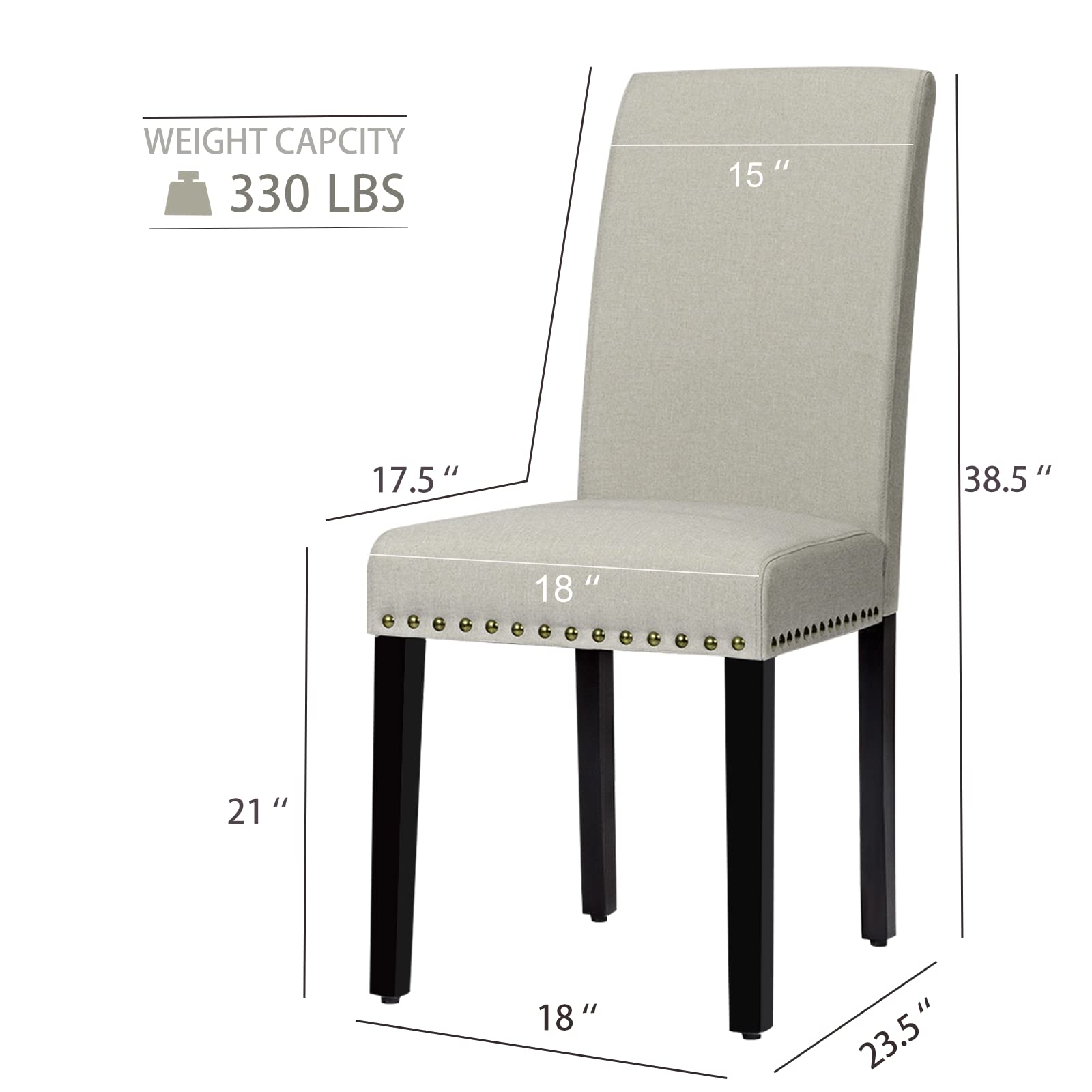NAFORT Upholstered Dining Chairs Set of 2 - Modern Kitchen & Dining Room Chairs with Nailhead Trim, Linen Fabric, High-End Tufted Design, Solid Wood Frame in Light Sage - Perfect for Farmhouse, Cottage & Contemporary Dining Spaces