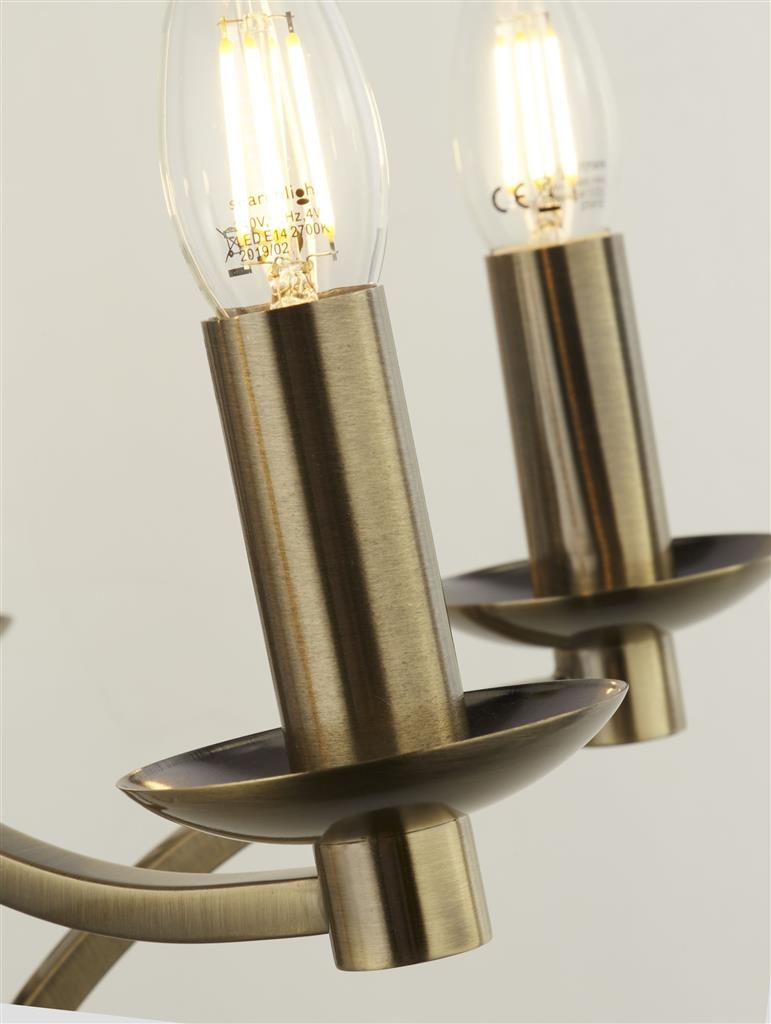 6/8 Light Ascot Multi-Arm Pendant Light Fixture in Antique Brass & Chrome Finish - Perfect for Dining Room, Kitchen Island, or Entryway Lighting