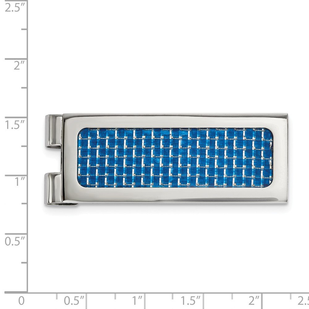 Premium Stainless Steel Money Clip with Blue Carbon Fiber Inlay - Slim Wallet Alternative for Men | Perfect for Cash, Cards & Everyday Carry (EDC)