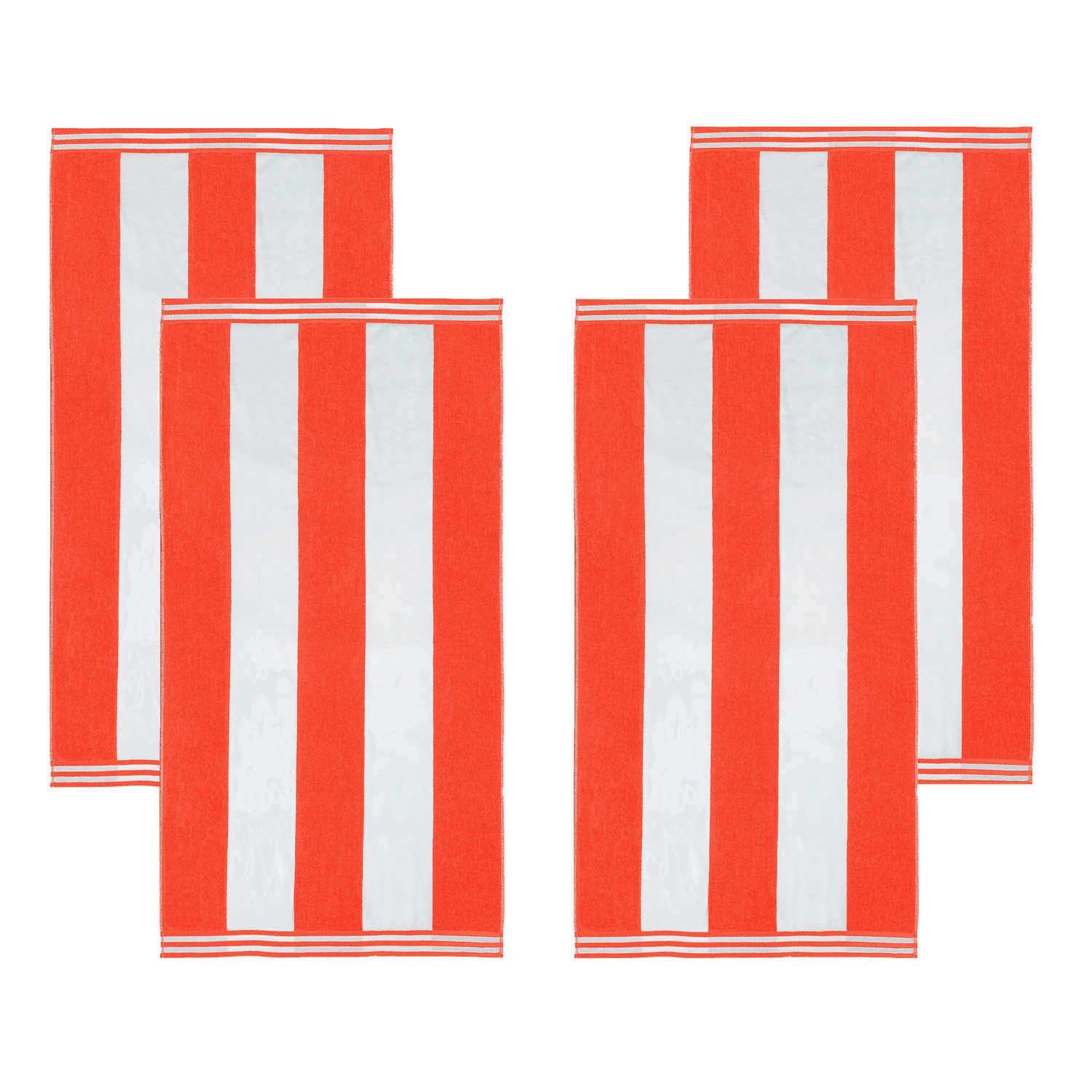 Premium Cabana Stripe Oversized Cotton Beach Towel Set of 2, 4, or 6 - Soft, Absorbent & Quick-Drying for Pool, Beach, Vacation & Spa Use